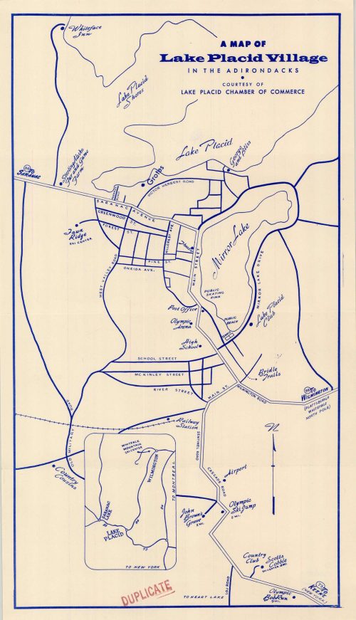 New York - A Map Of Lake Placid Village in the Adirondacks