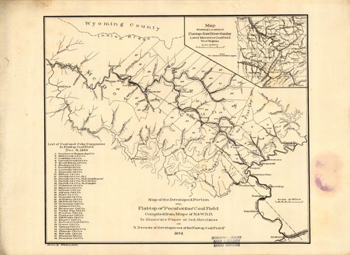 West Virginia - Map of the developed portion of Flat-Top Pocahontas Coal Field - New River - Gauley (Lower measures coal field)