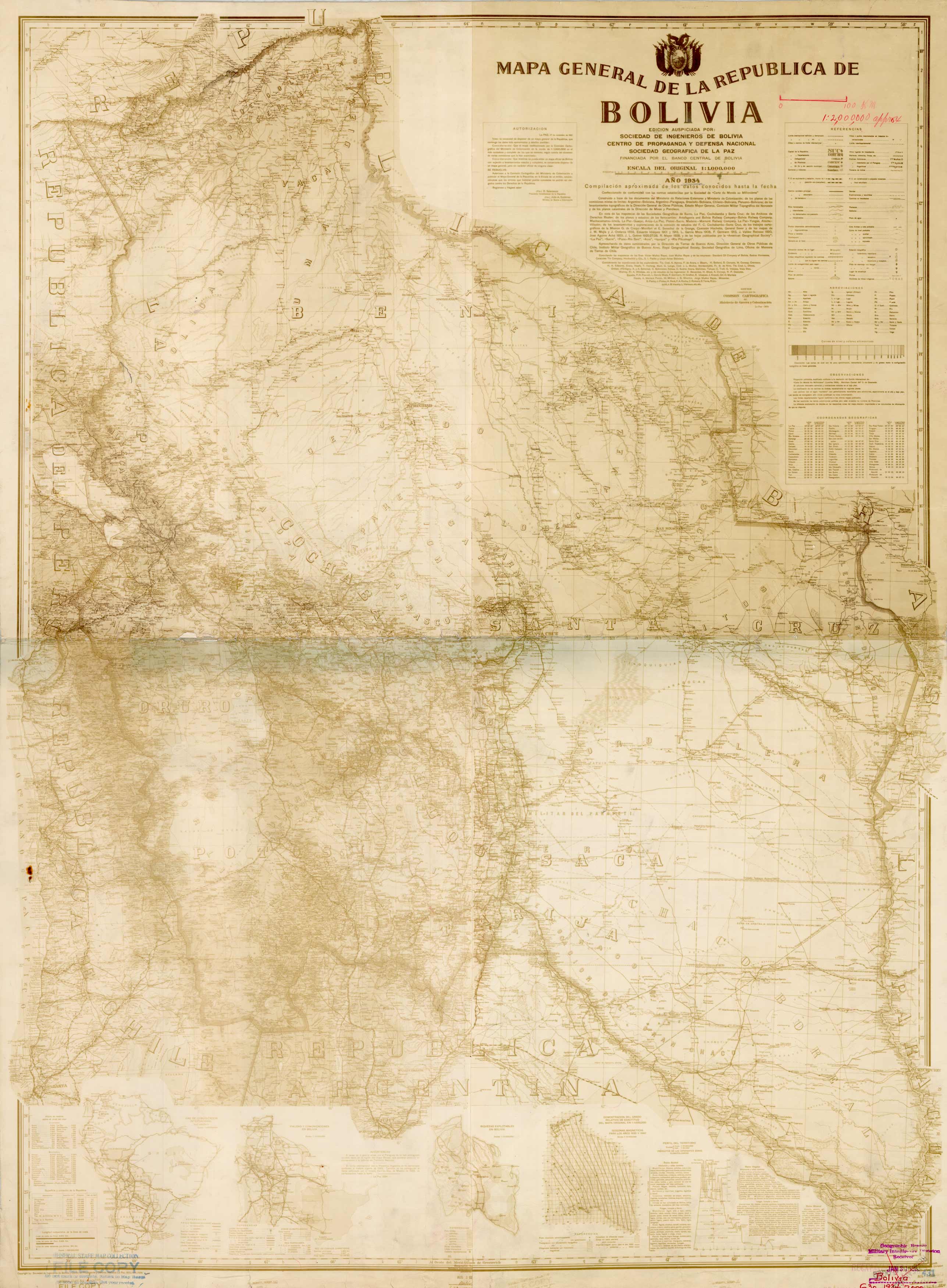 Mapa General De La Republic De Bolivia (General map of the Republic of Bolivia)