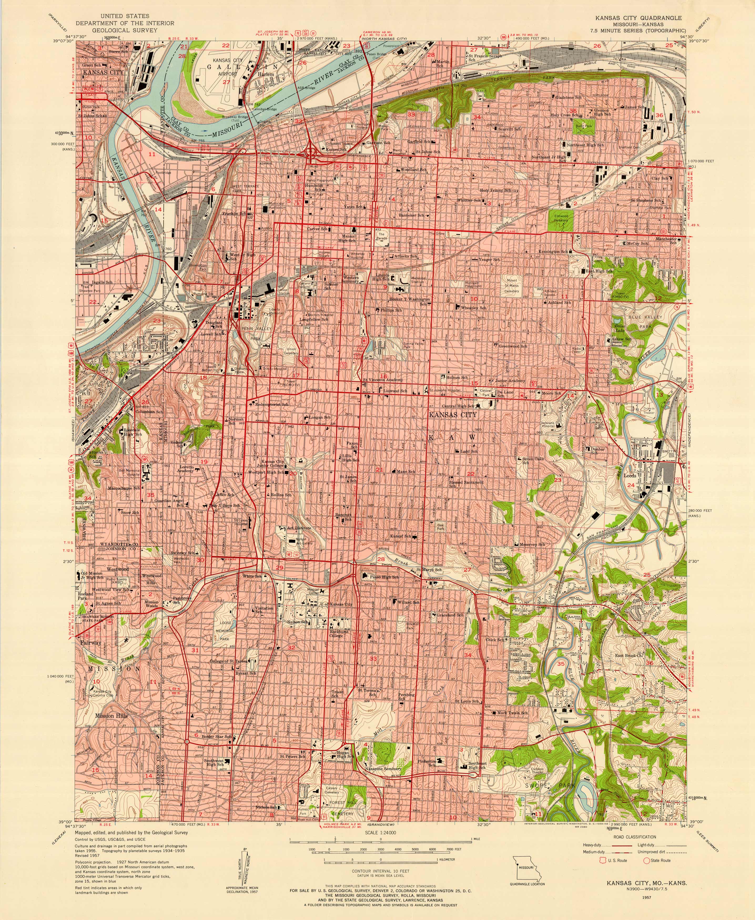 Kansas / Missouri - Kansas City Quadrangle