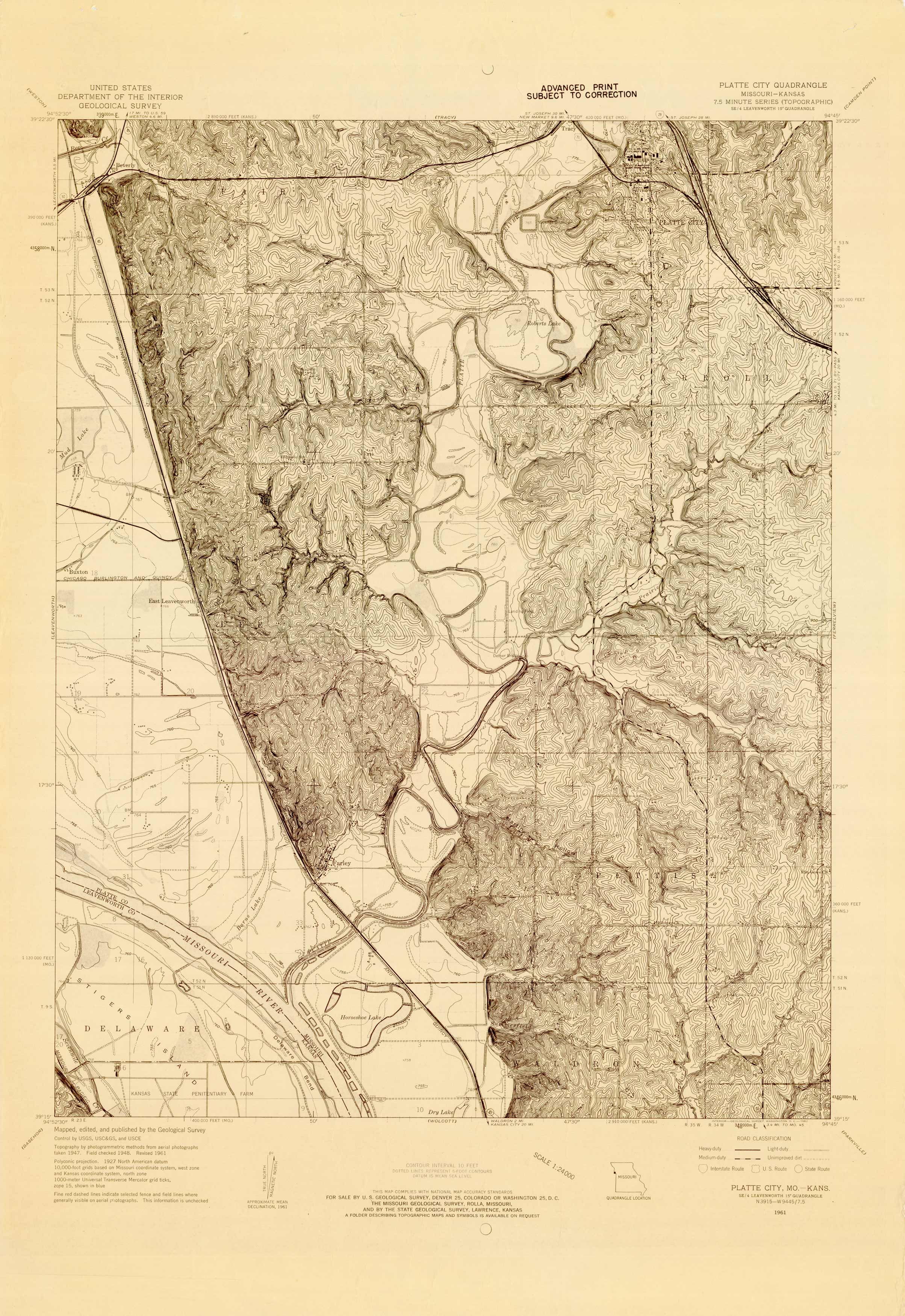 Platte City Quadrangle - Missouri - Kansas 7.5 Minute Series (Topographic)