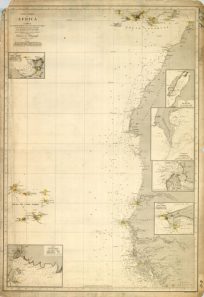 Costa Occidental de Africa - Rio de Oro - Fondeaderos (Anchorage) de Cabo Blanco - Desembocadura del (Mouth of) Rio Gambia - Fondeadero (Anchorage) de Cabo Verde - Plano de Porto Praia y Porto Grande