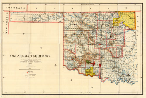 Map of Oklahoma Territory - From the corrected map of the General Land Office of 1898 and from data on file in the Executive Offive of the Territory