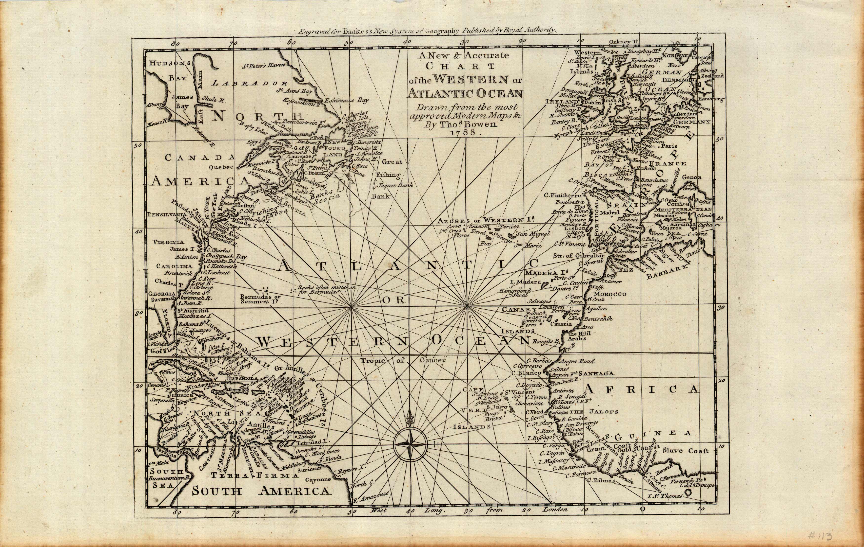 A New & Accurate Chart of the Western or Atlantic Ocean - Art Source ...