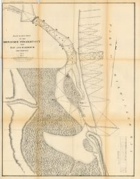 Plan and Section of the Milwaukee Straight Cut with Bay and Harbour Soundings