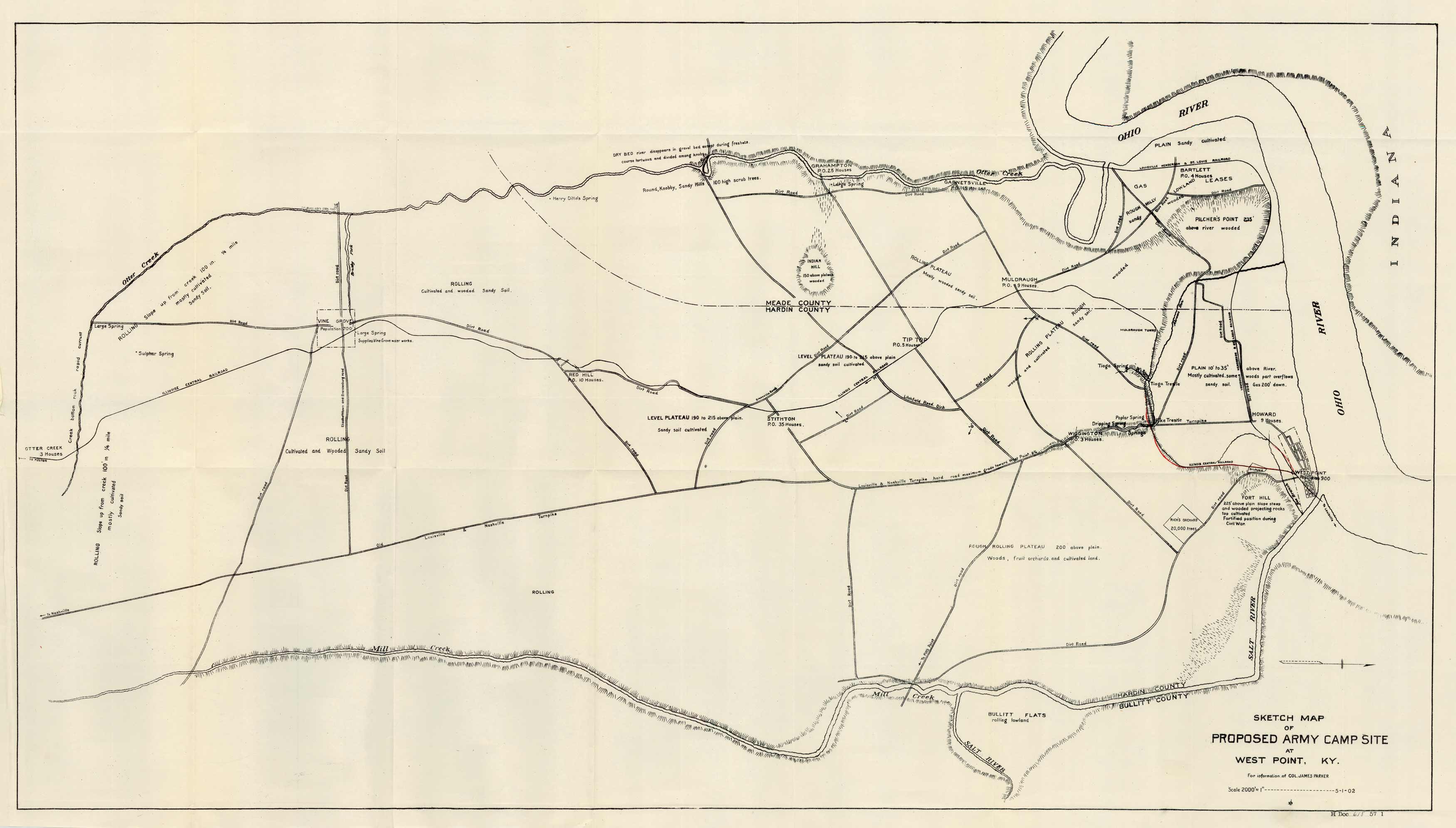 Sketch map of Proposed Army Camp Site at West Point