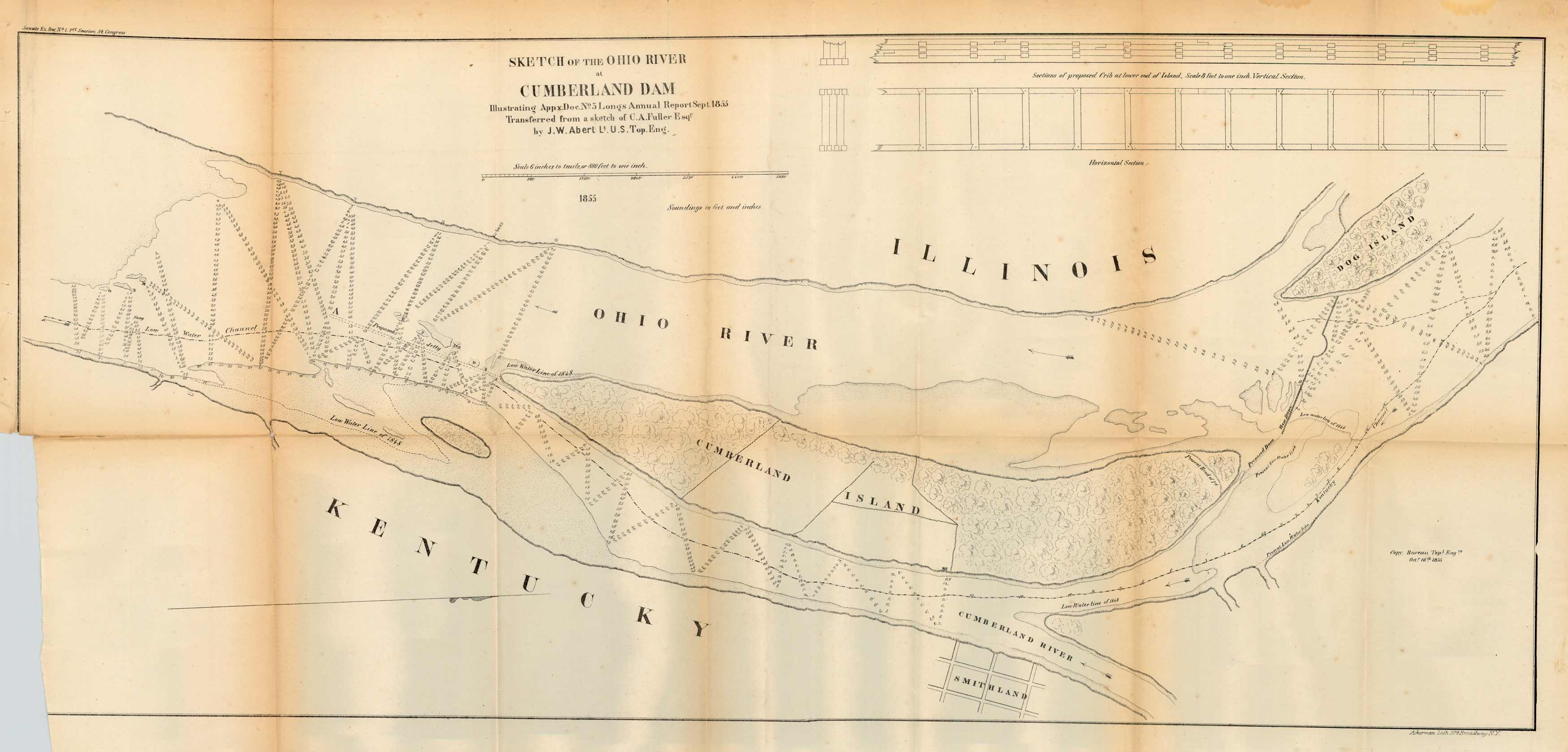 Sketch of the Ohio River at Cumberland Dam