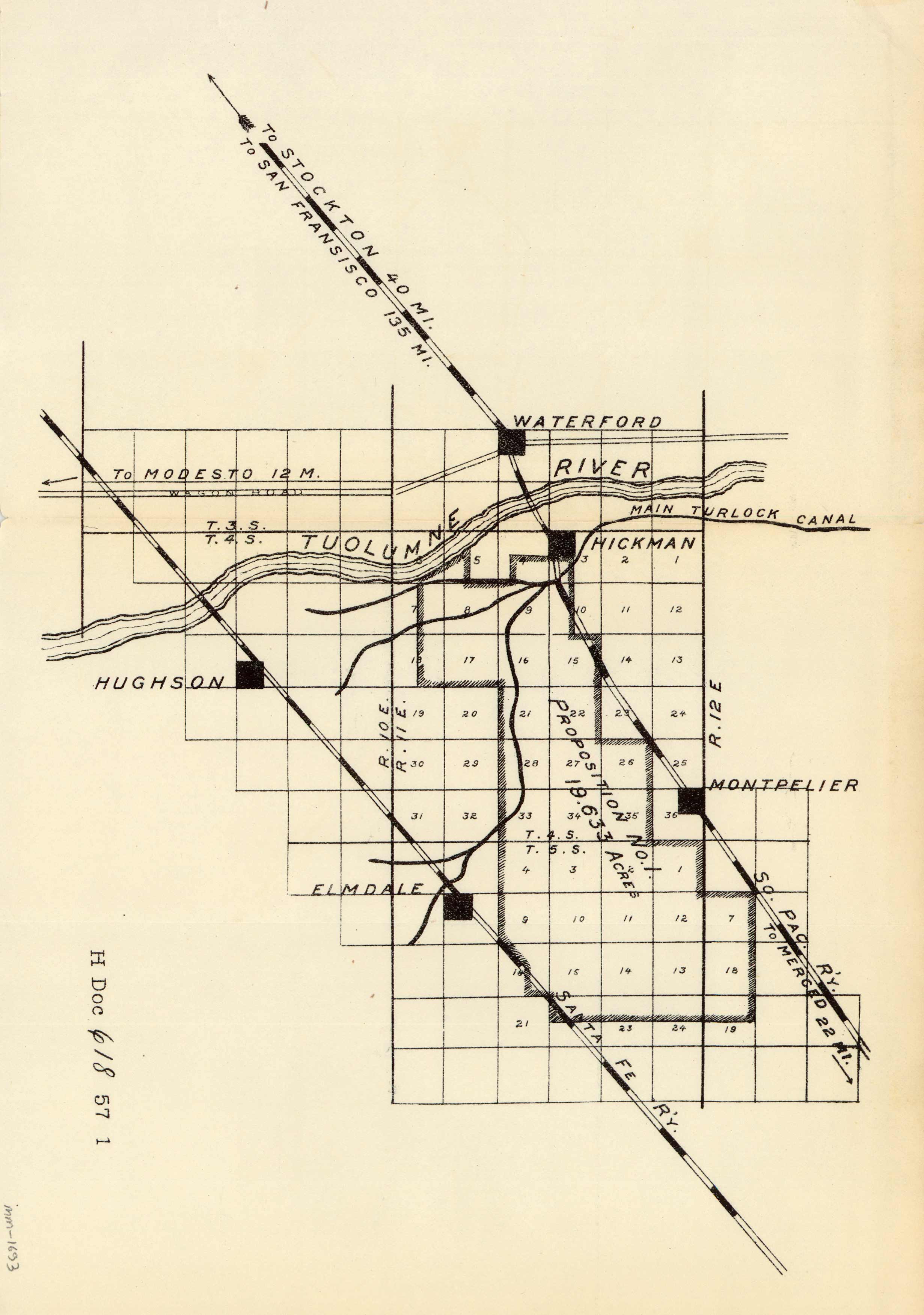 Survey map of Hickman, Waterford, and Hughson areas of California Art