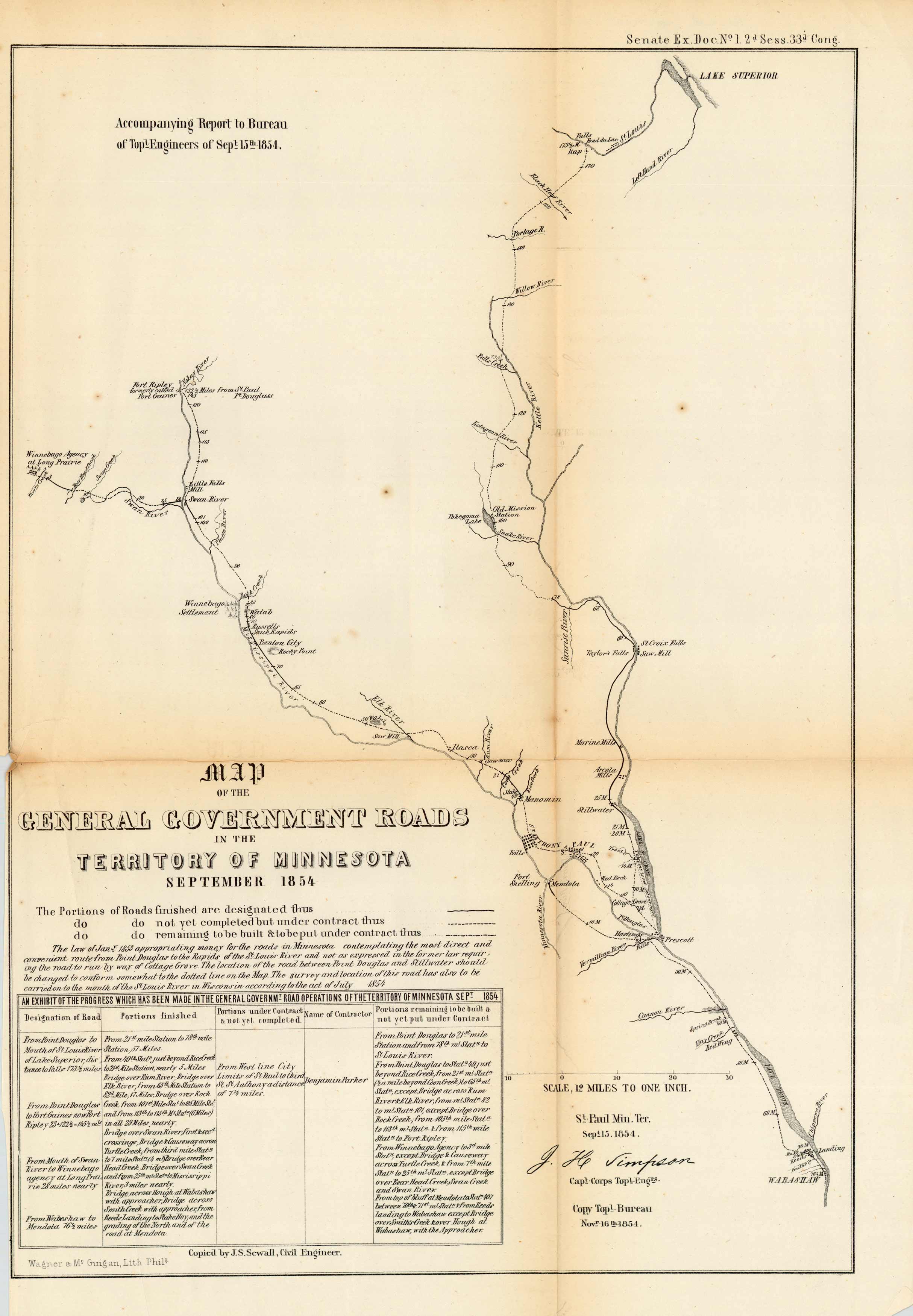 Map of the General Government Roads in the Territory of Minnesota