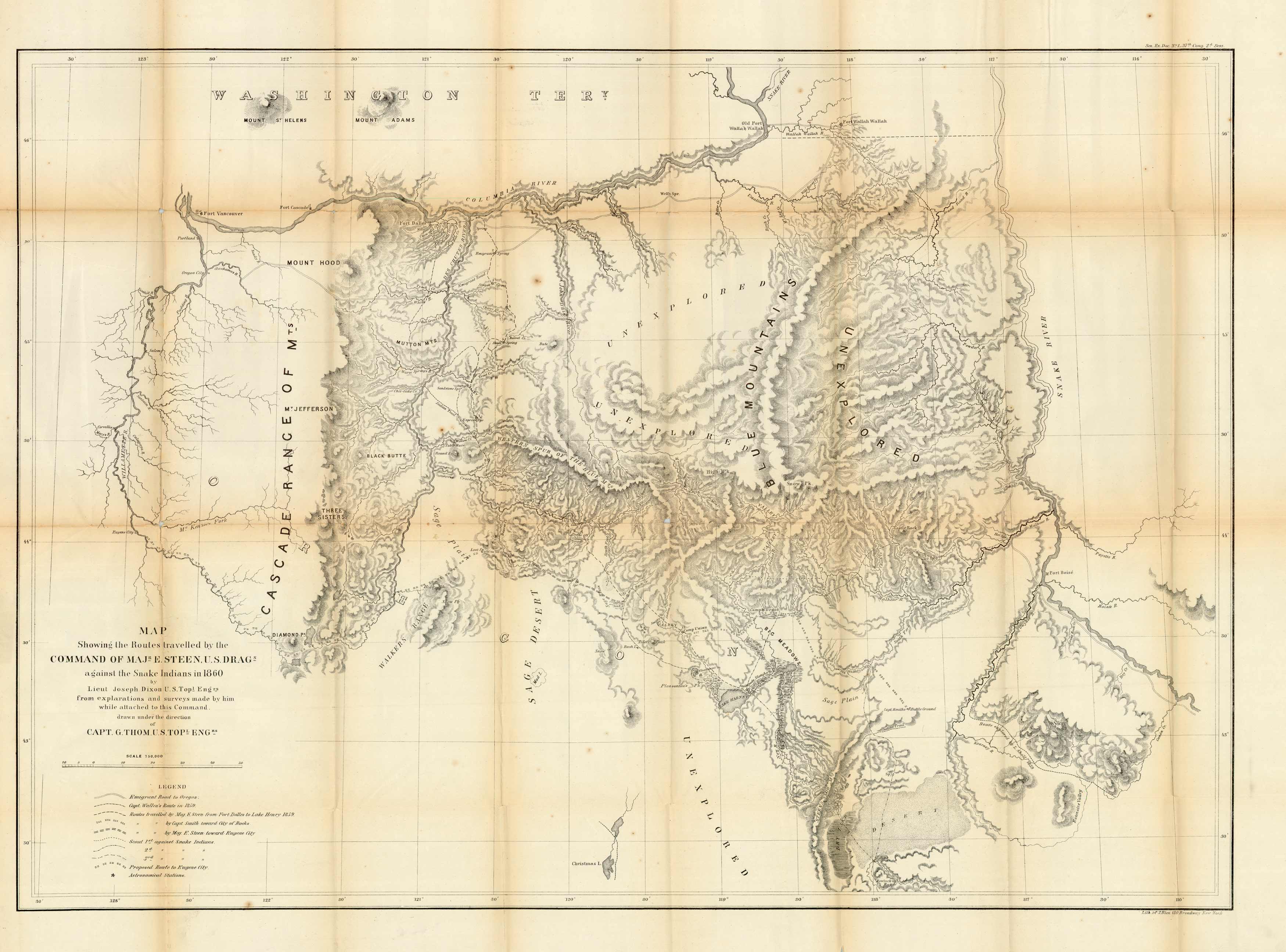 Map showing the routes travelled by the Comman of Major E.Steen Map showing the routes travelled by the Comman of Major E.Steen