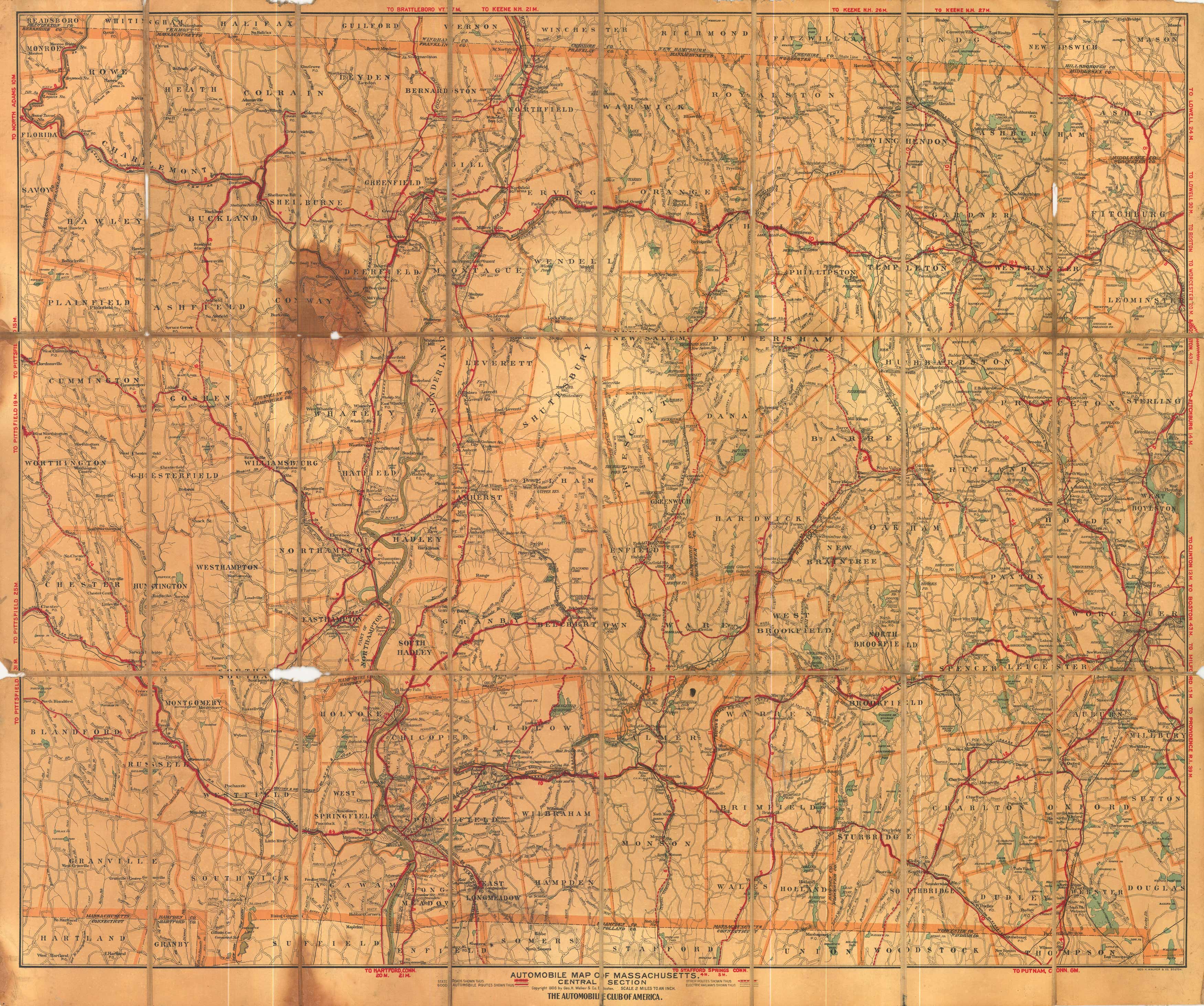 Central Section - Automobile Map of Massachusetts