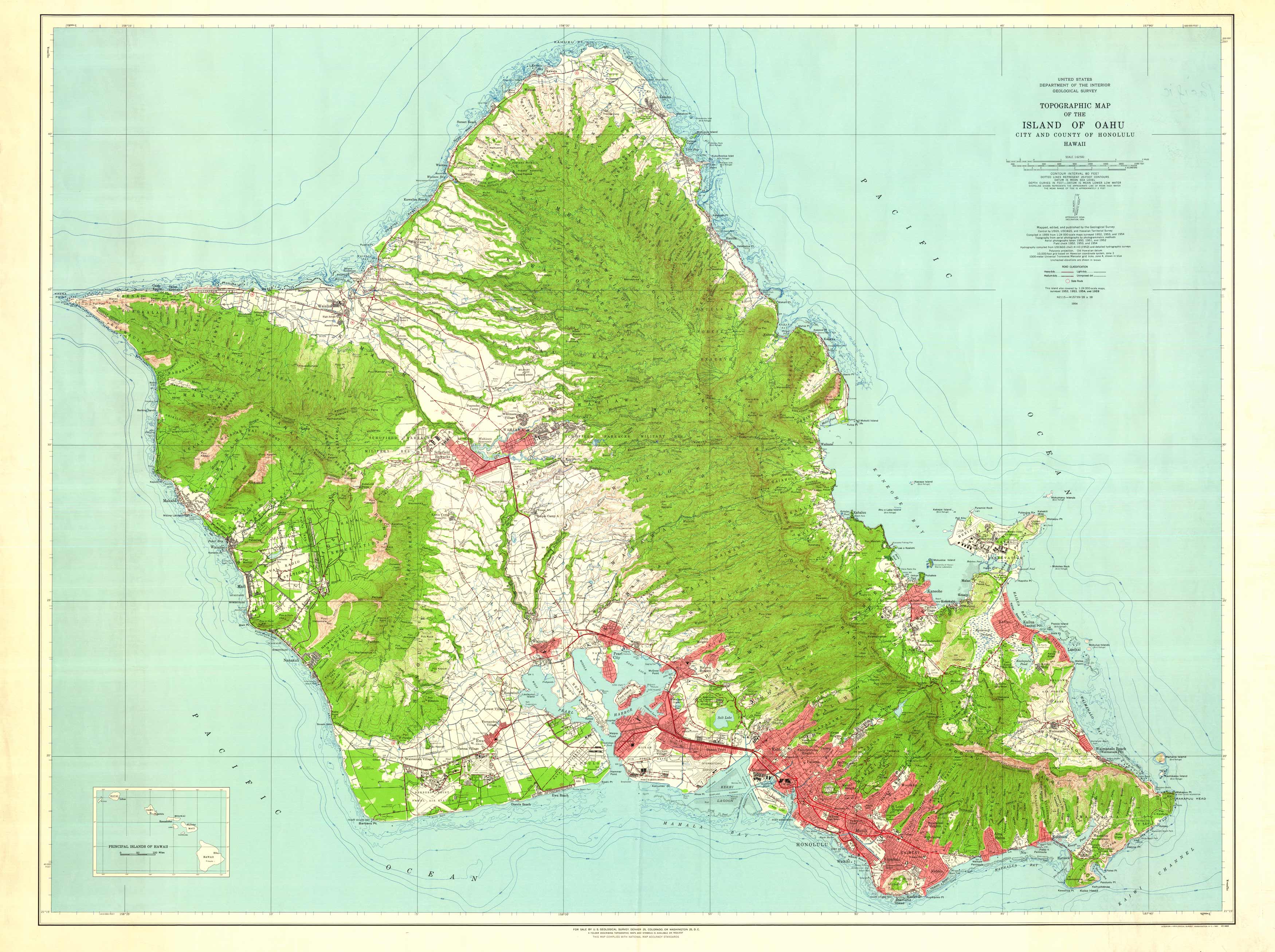 Topographic Map of the Island of Oahu Topographic Map of the Island of Oahu