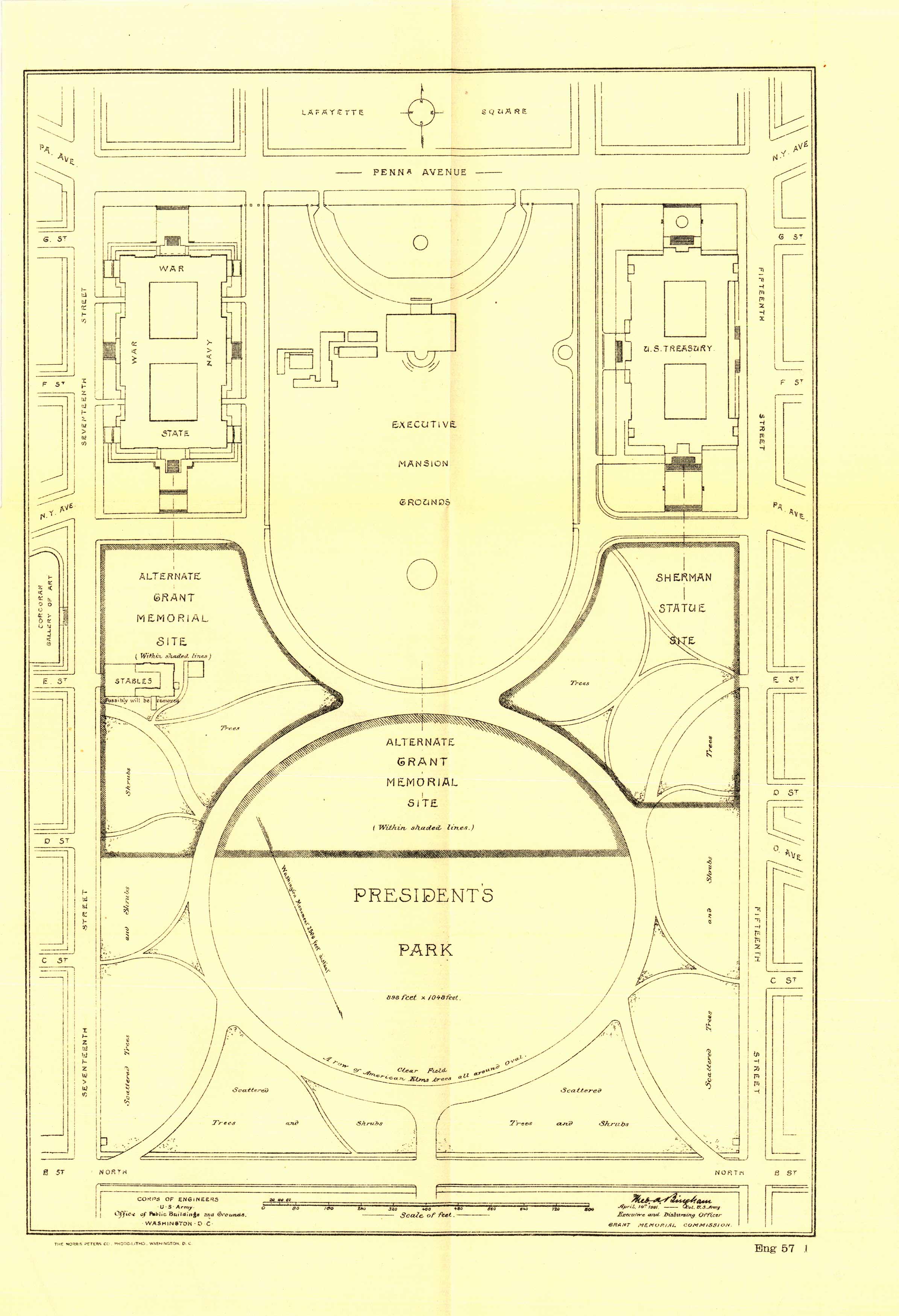 Grant Memorial Commission Map of Executive Mansion Grounds