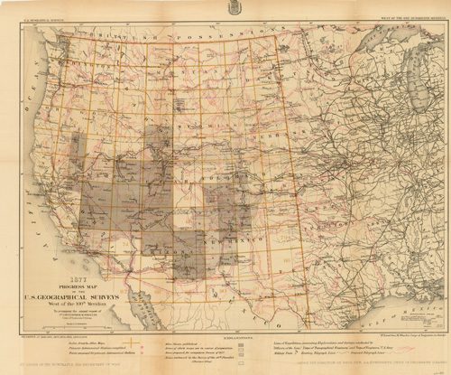 1877 Progress Map of the U.S. Geographical Surveys West of the 100th Meridian