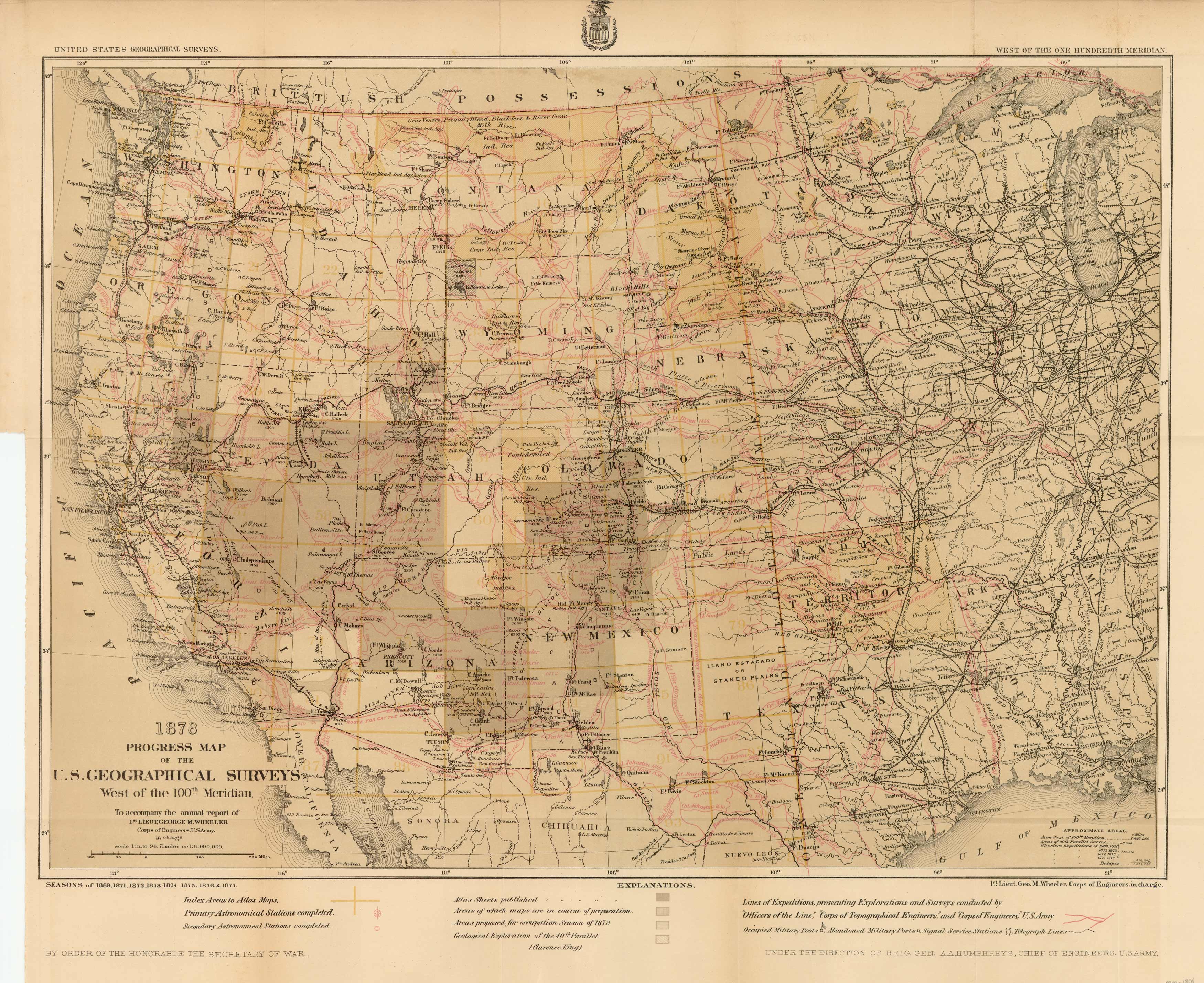 1878 Progress Map of the U.S. Geographical Surveys West of the 100th Meridian 1878 Progress Map of the U.S. Geographical Surveys West of the 100th Meridian
