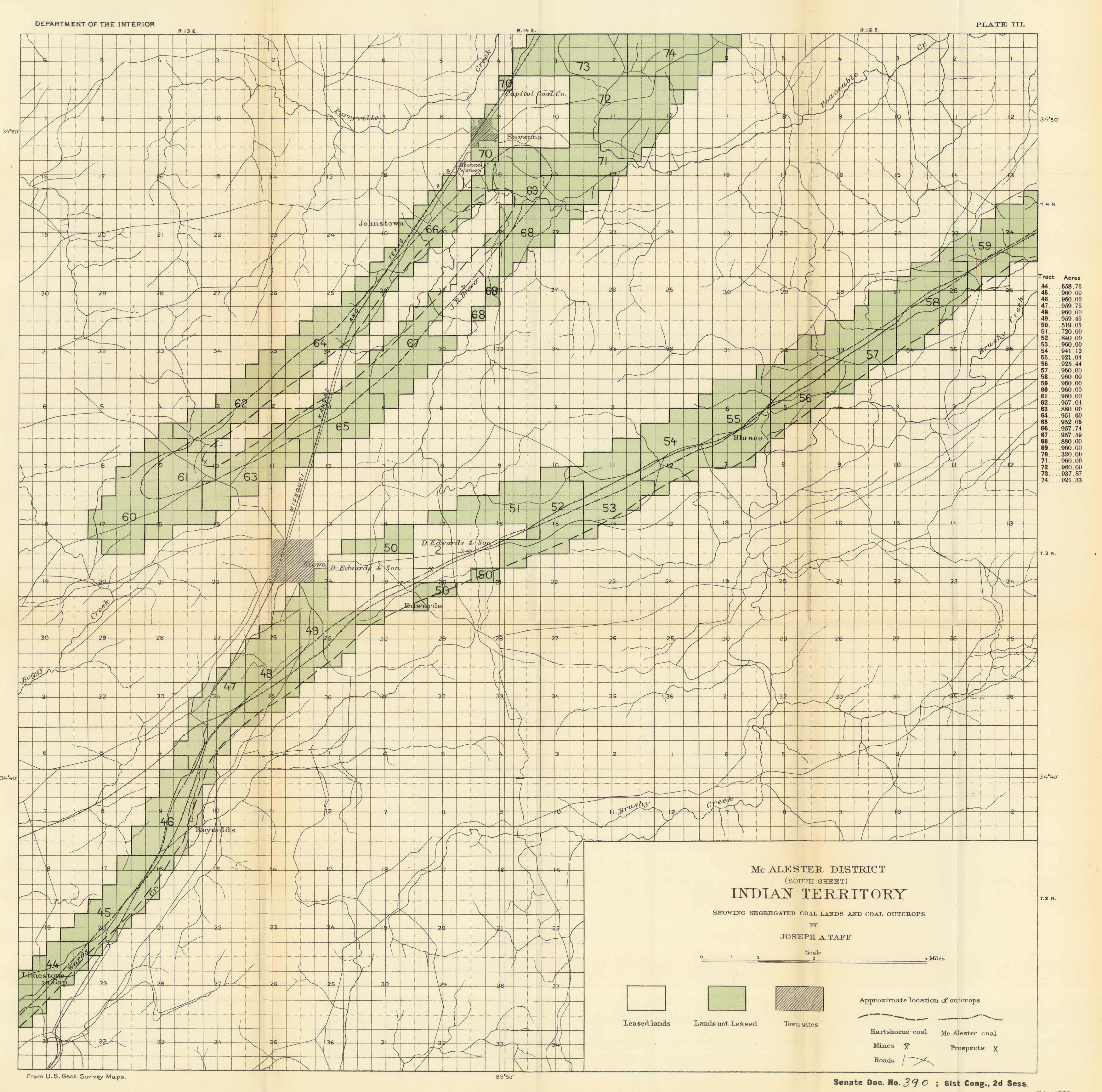 McAlester District (South Sheet) - Indian Territory - Showing ...