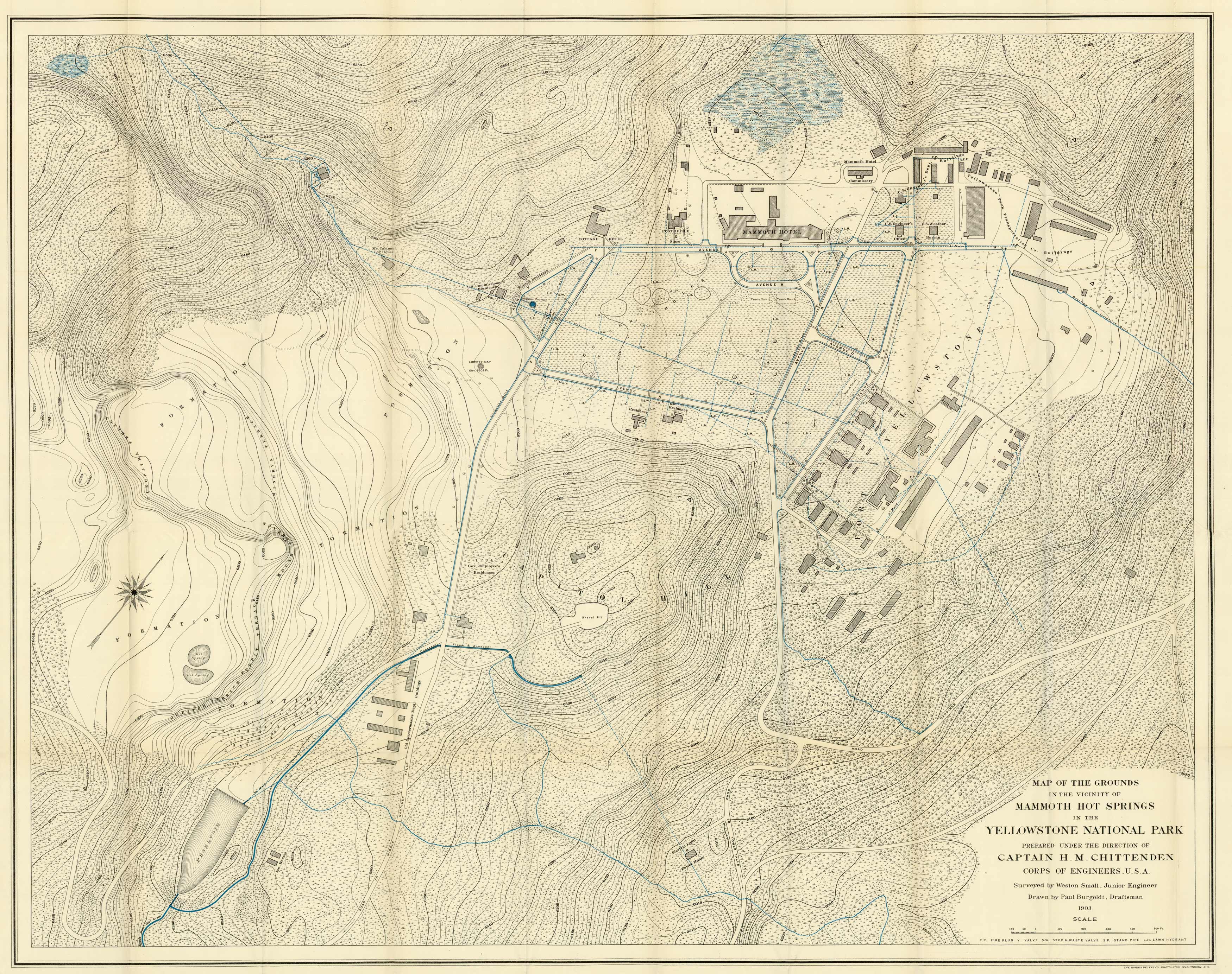Map of the Grounds in the Vicinity of Mammoth Hot Springs in the Yellowstone National Park Map of the Grounds in the Vicinity of Mammoth Hot Springs in the Yellowstone National Park
