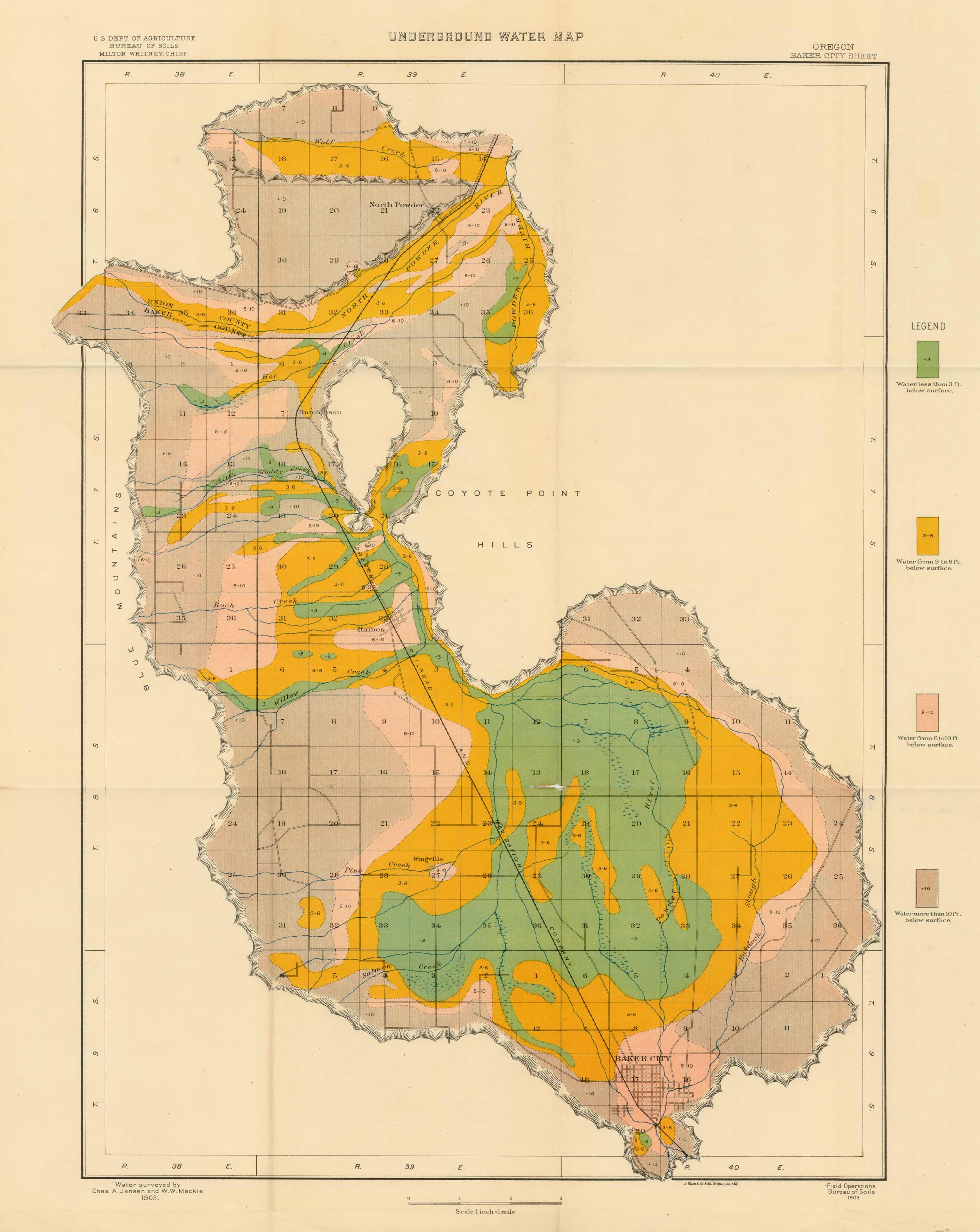 Underground Water Map - Oregon - Baker City Sheet