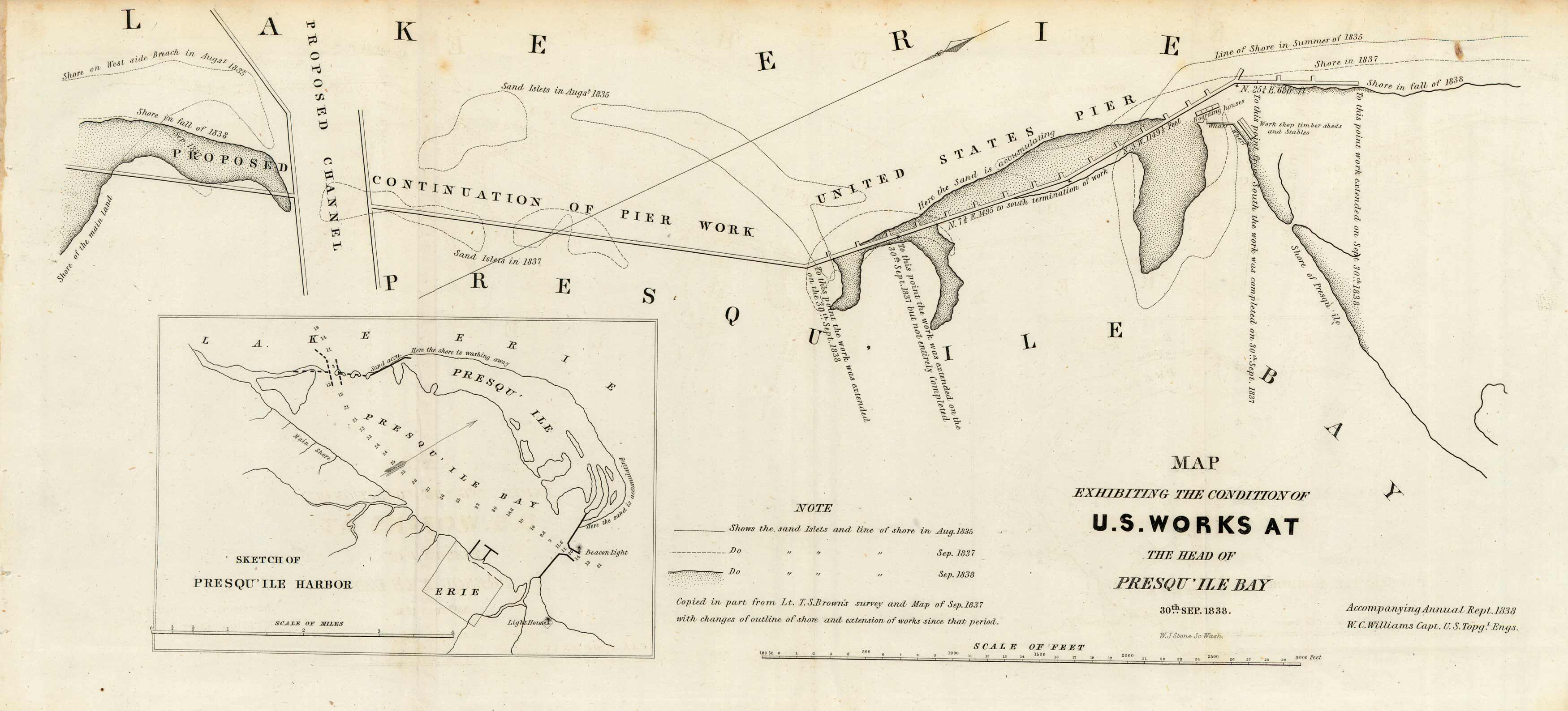 Map Exhibiting the Condition of U.S. Works at the Head of Presquile Bay - 30th Sep. 1838'