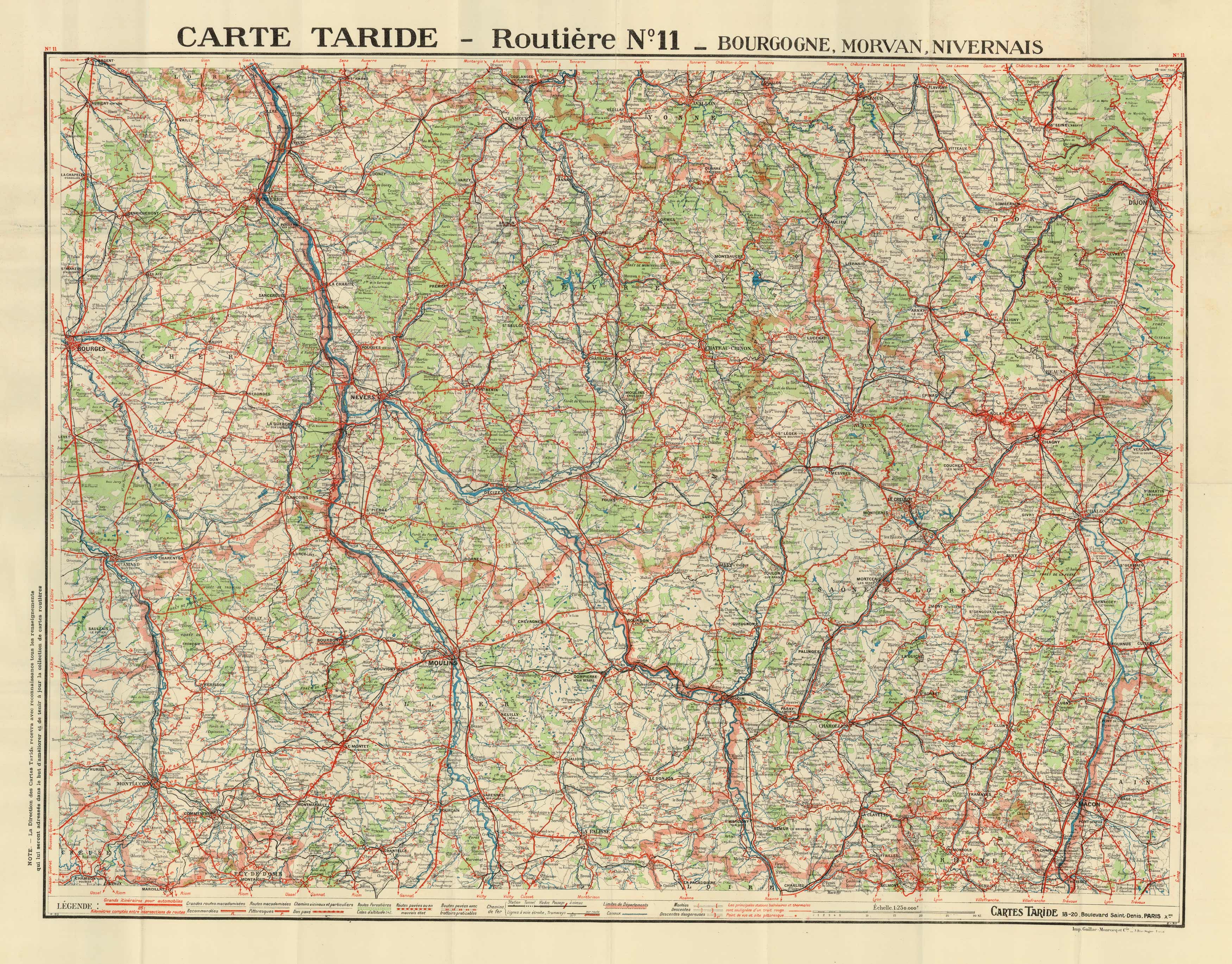 Carte Taride - Routiere No. 11 - Bourgogne