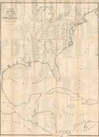 Skeleton Map Showing the Rail Roads Completed and in progress in the United States and their Connection as proposed with the Harbor of Pensacola