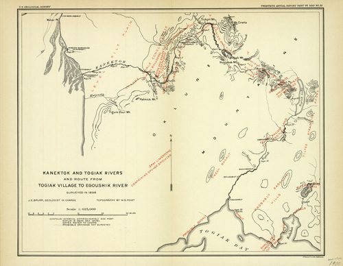 Kanektok and Togiak Rivers and route from Togiak Village to Egoushik River