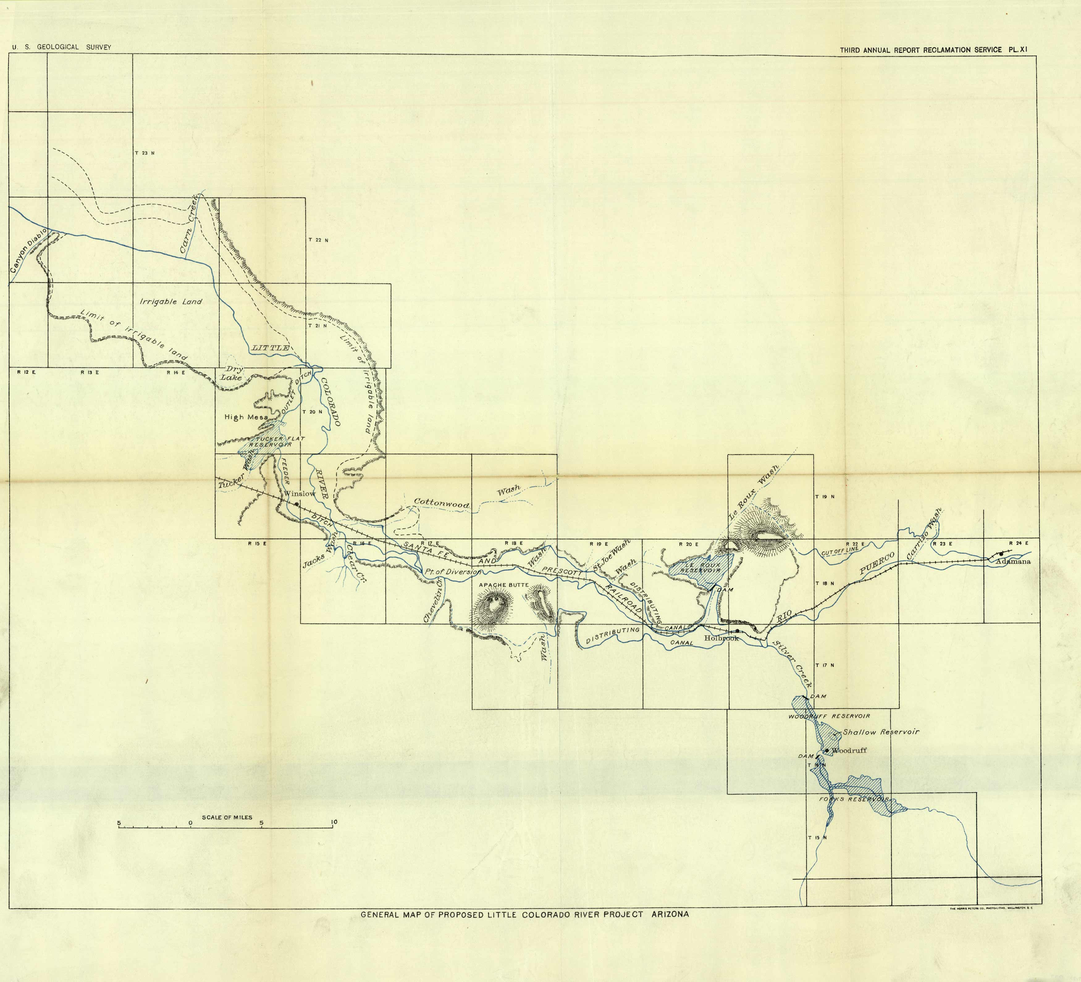 General Map of Proposed Little Colorado River Project, Arizona - Art ...