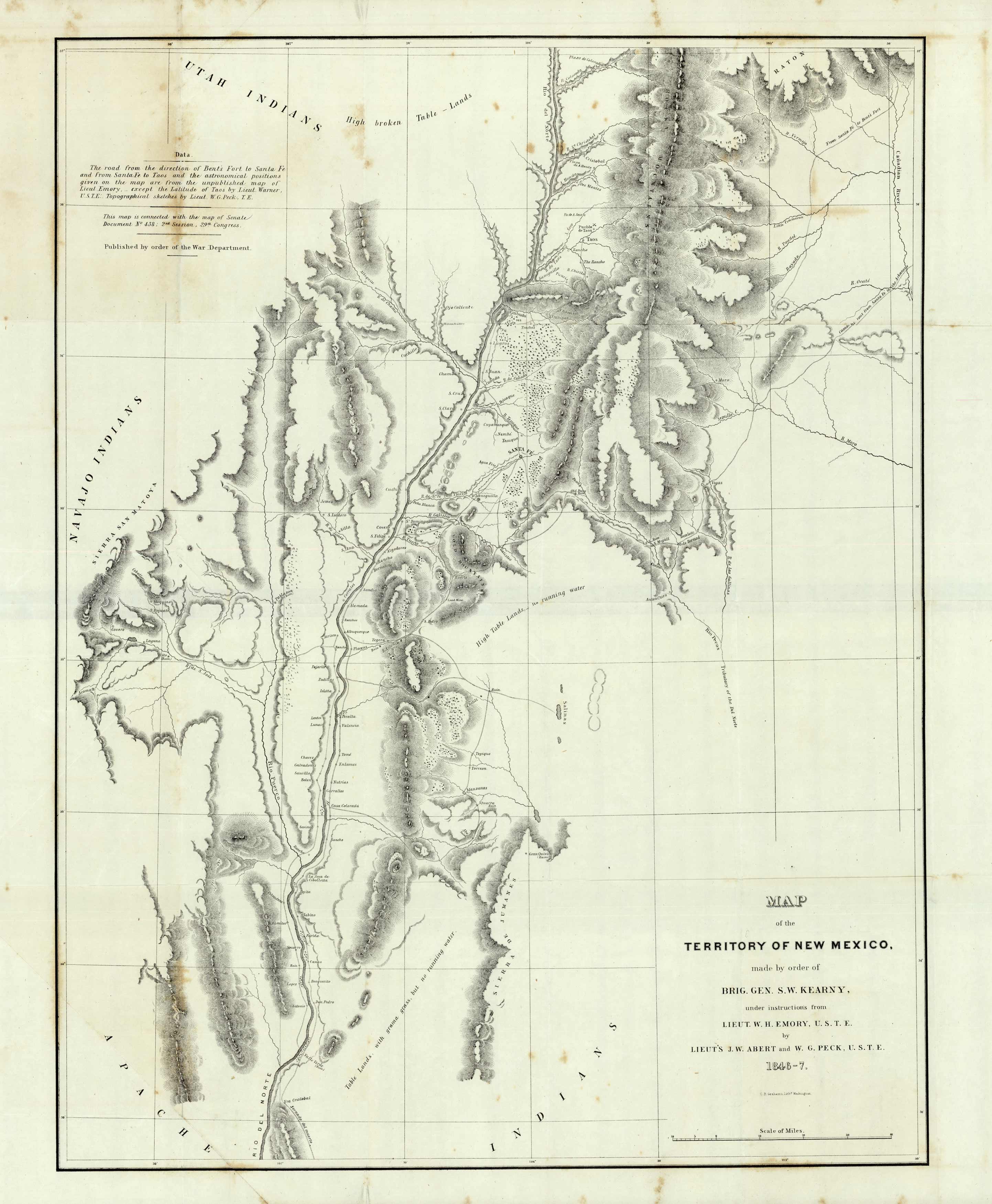 Map Of The Territory Of New Mexico 1846 7 Art Source International   MM 1947 