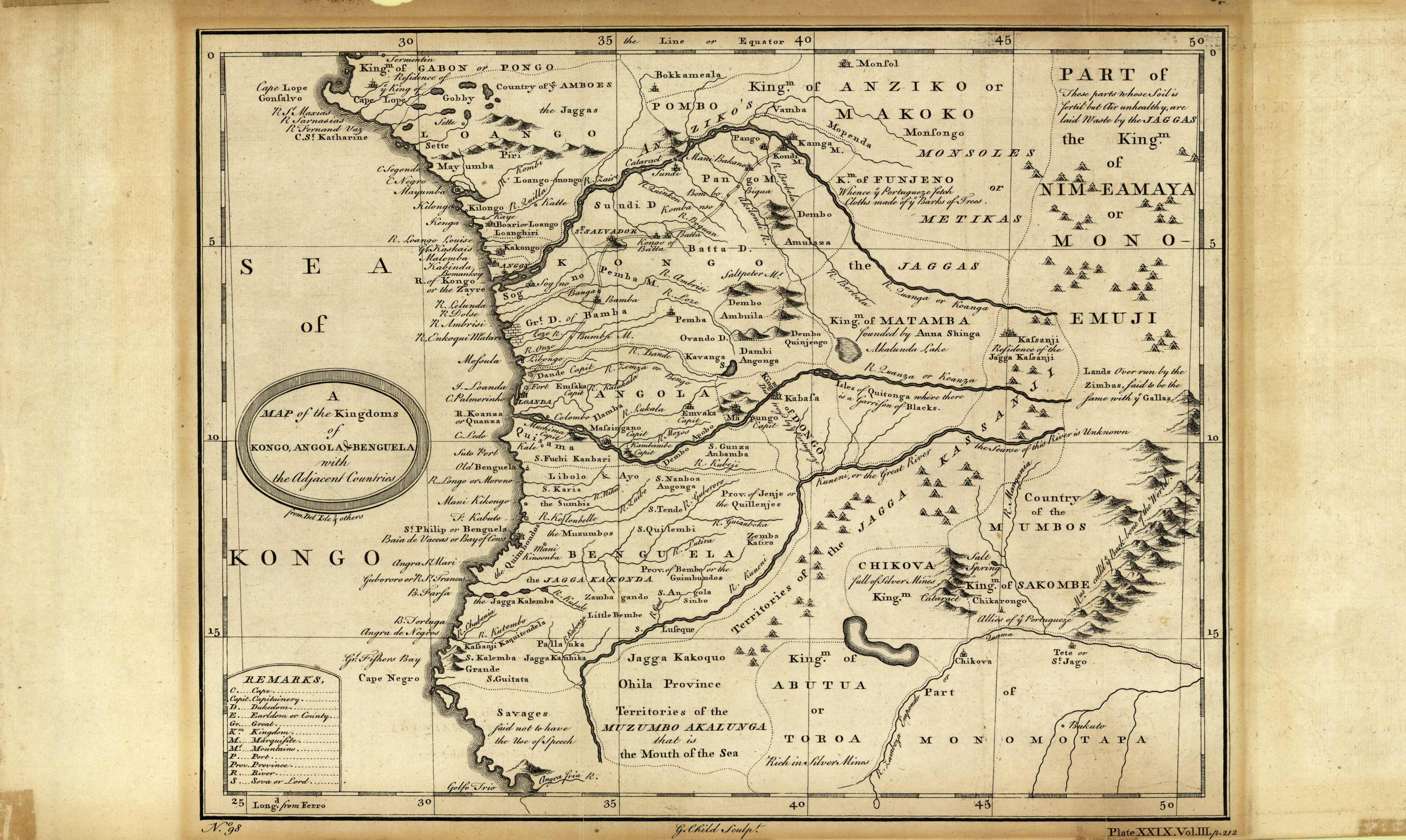 A Map of the Kingdoms of Kongo, Angola, & Benguela with Adjacent ...