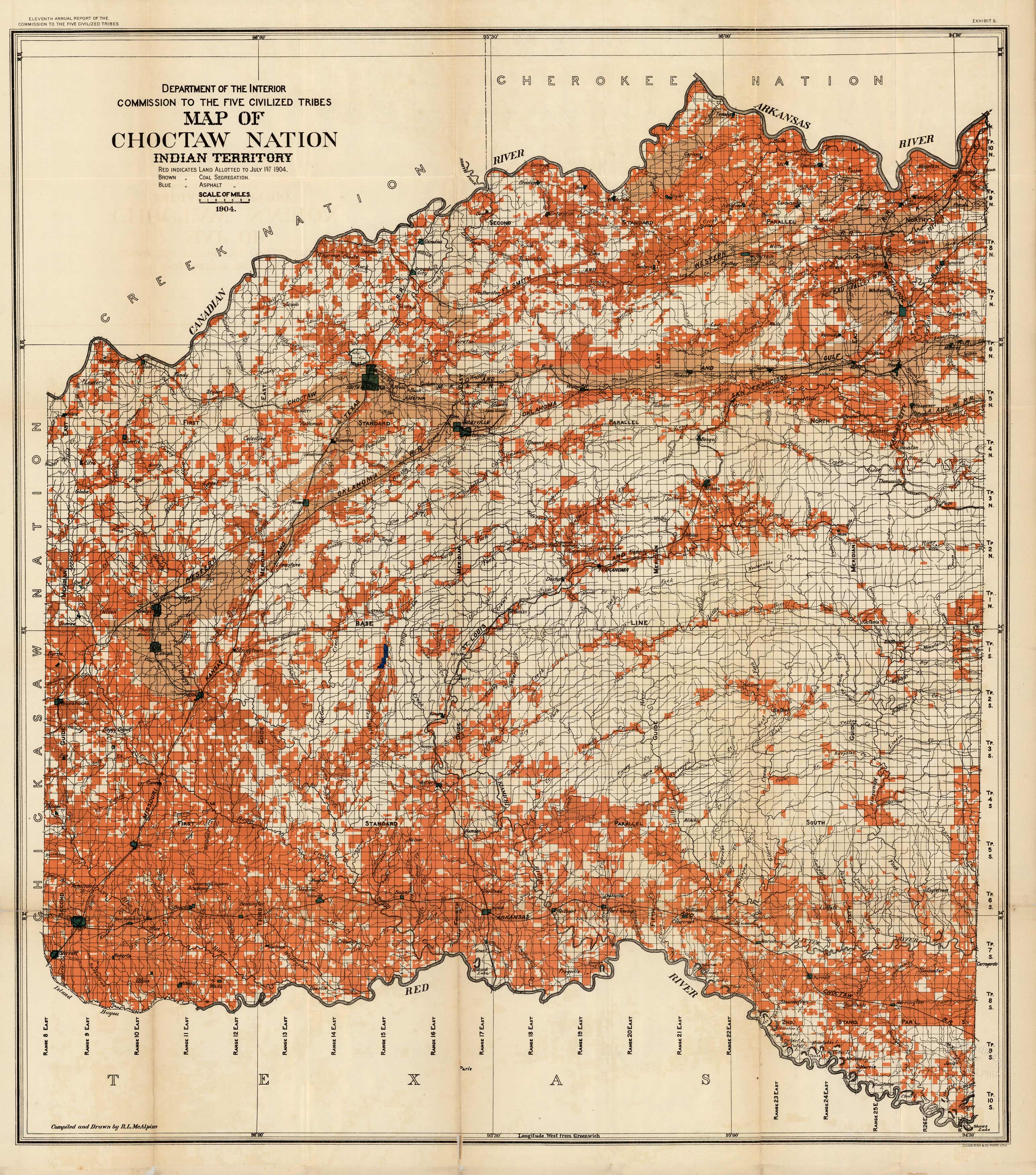 Map of Choctaw Nation, Indian Territory, 1904 Art Source International