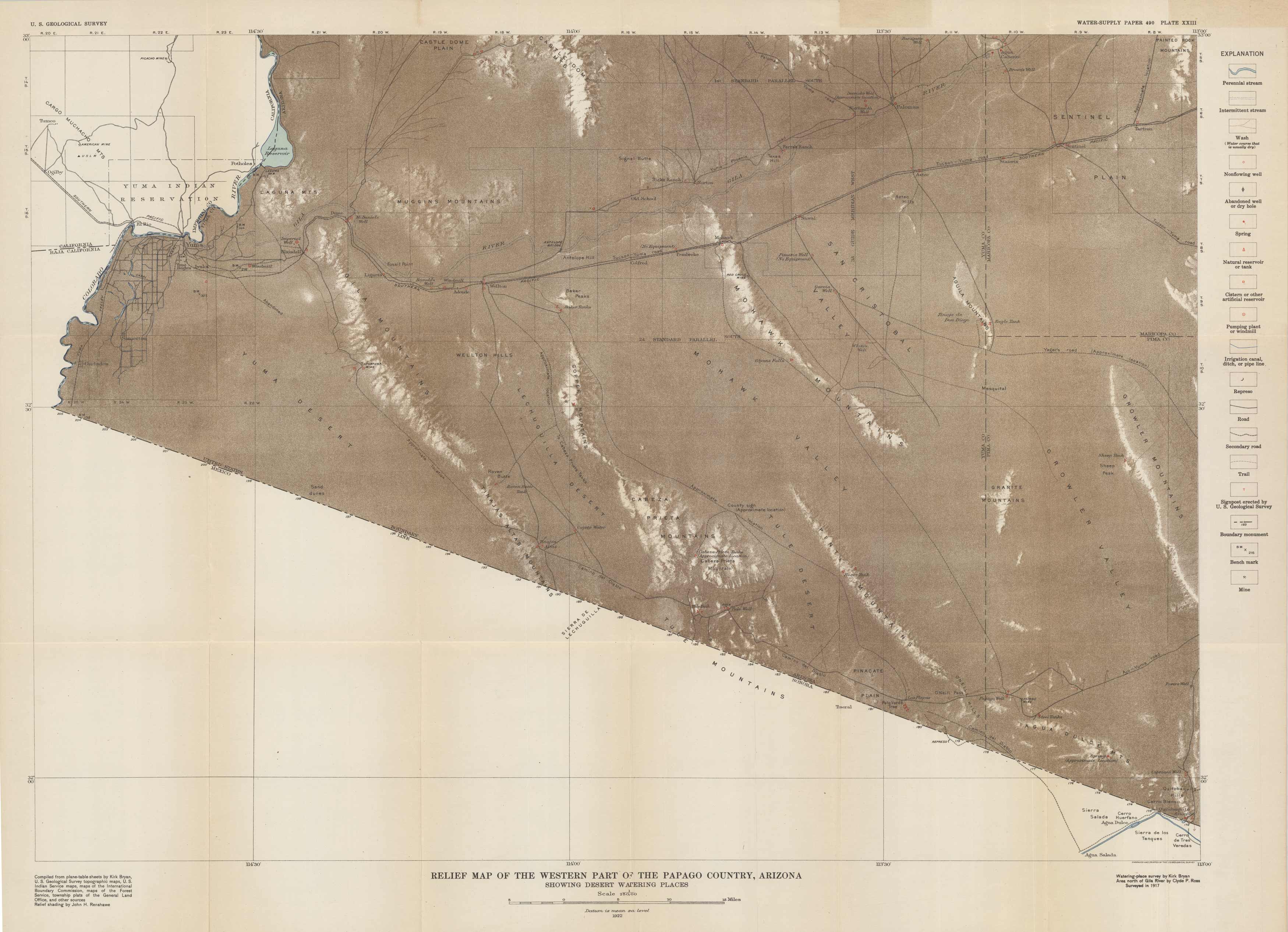 Relief Map of the Western Part of the Papago County Relief Map of the Western Part of the Papago County