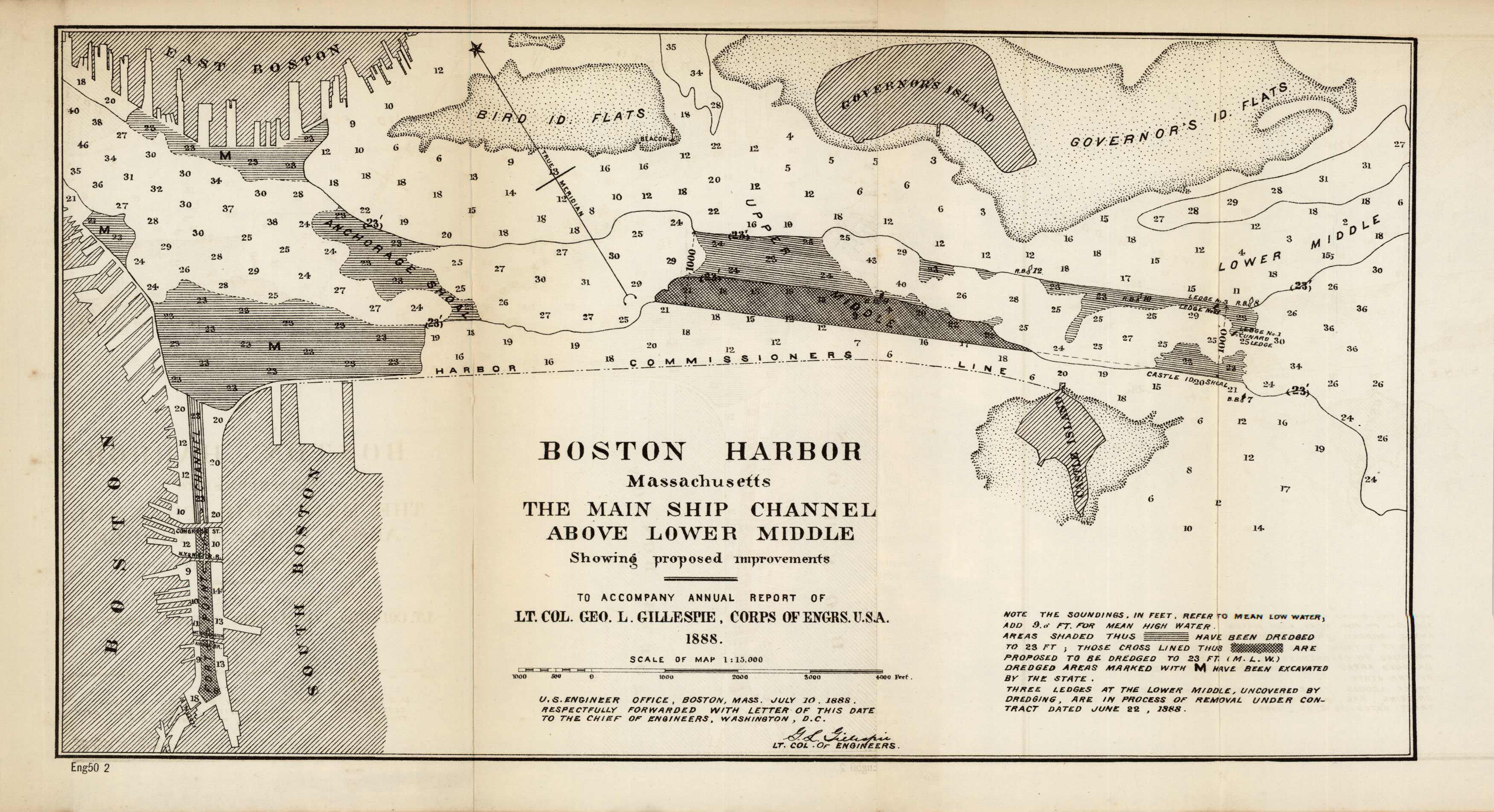 Boston Harbor Massachusetts The Main Channel Above Lower Middle Showing Proposed Improvments