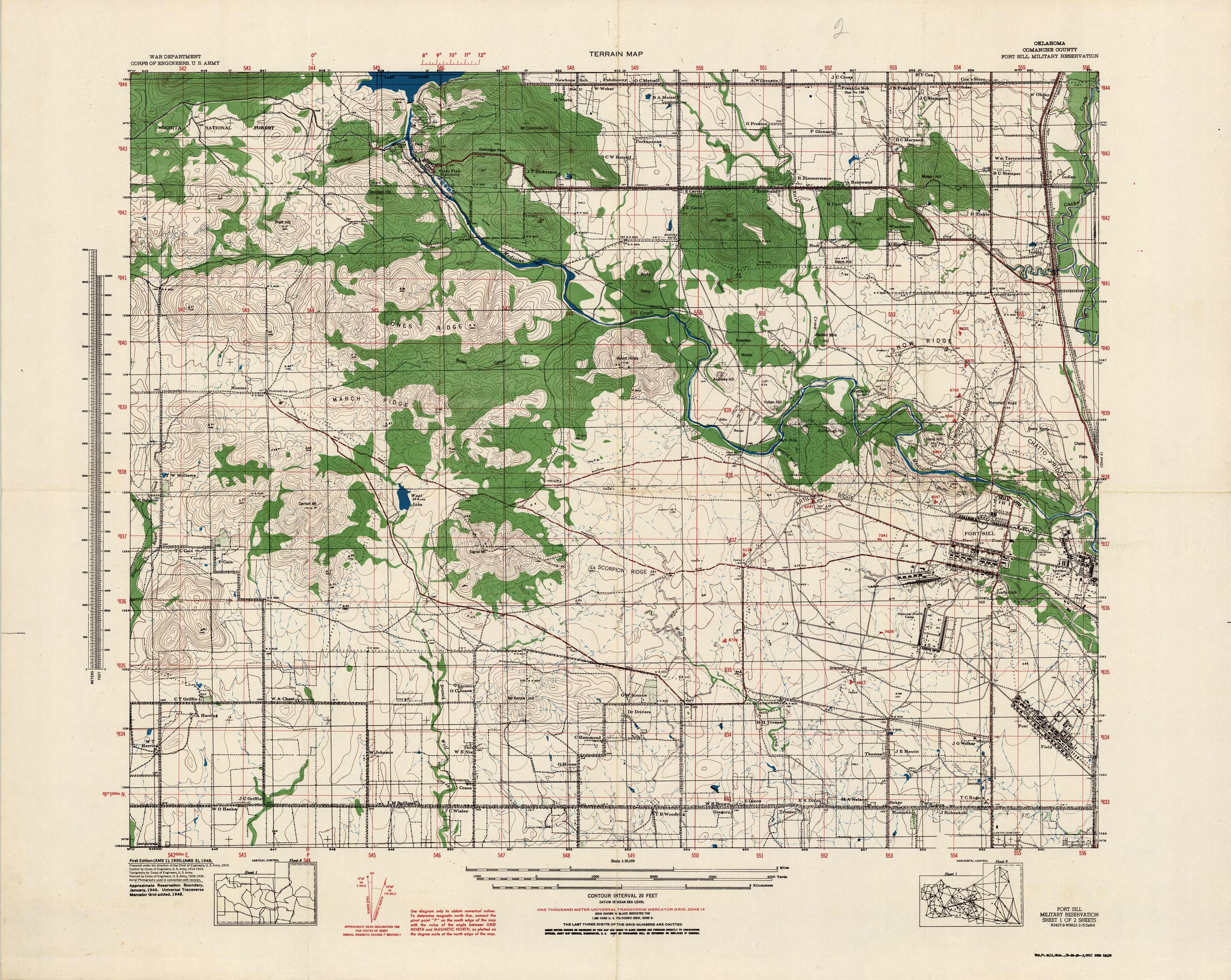 Terrain Map Oklahoma Comanche County Fort Sill Military Reservation 4262