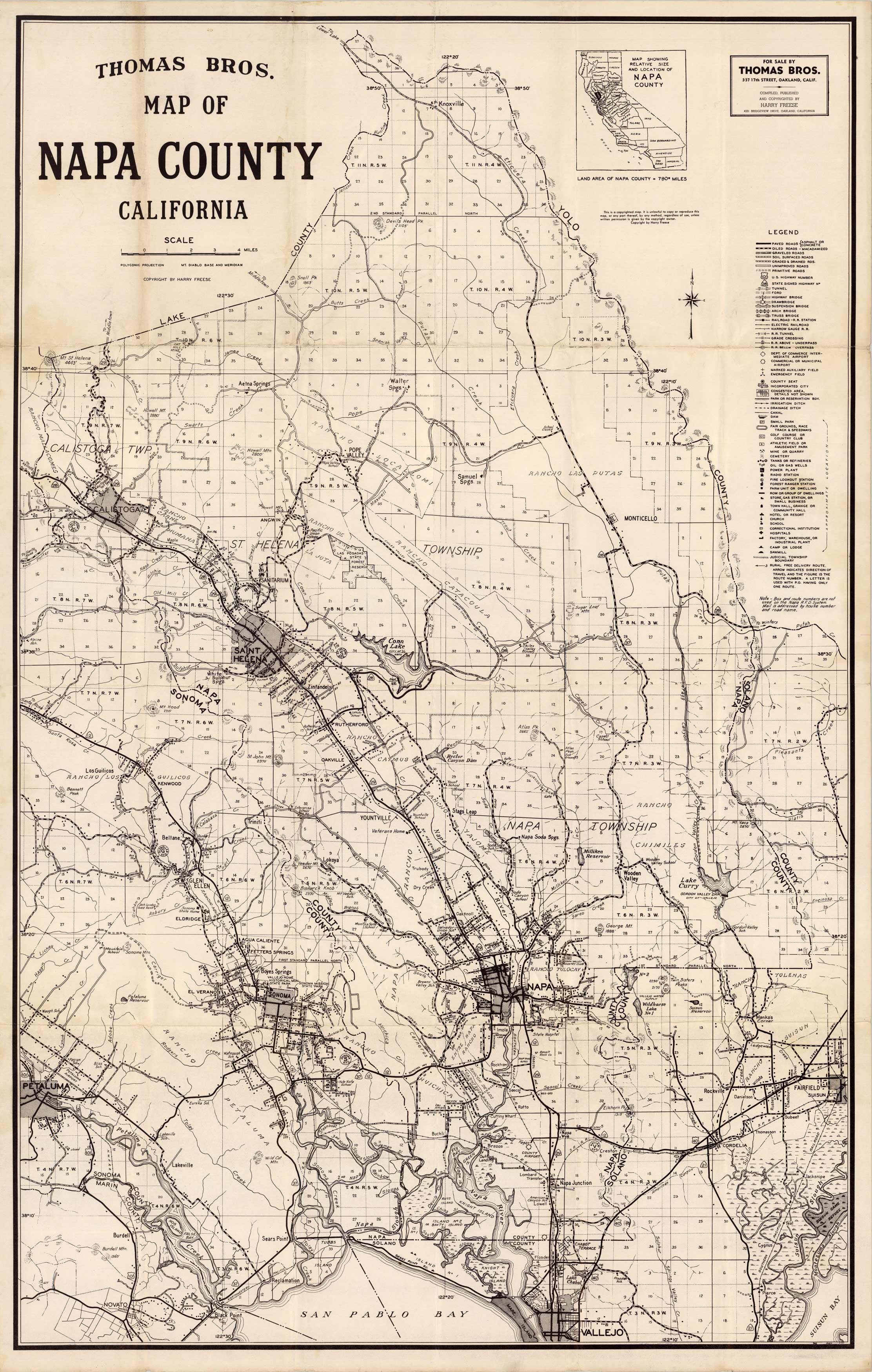 Thomas Bros. Map of Napa County California