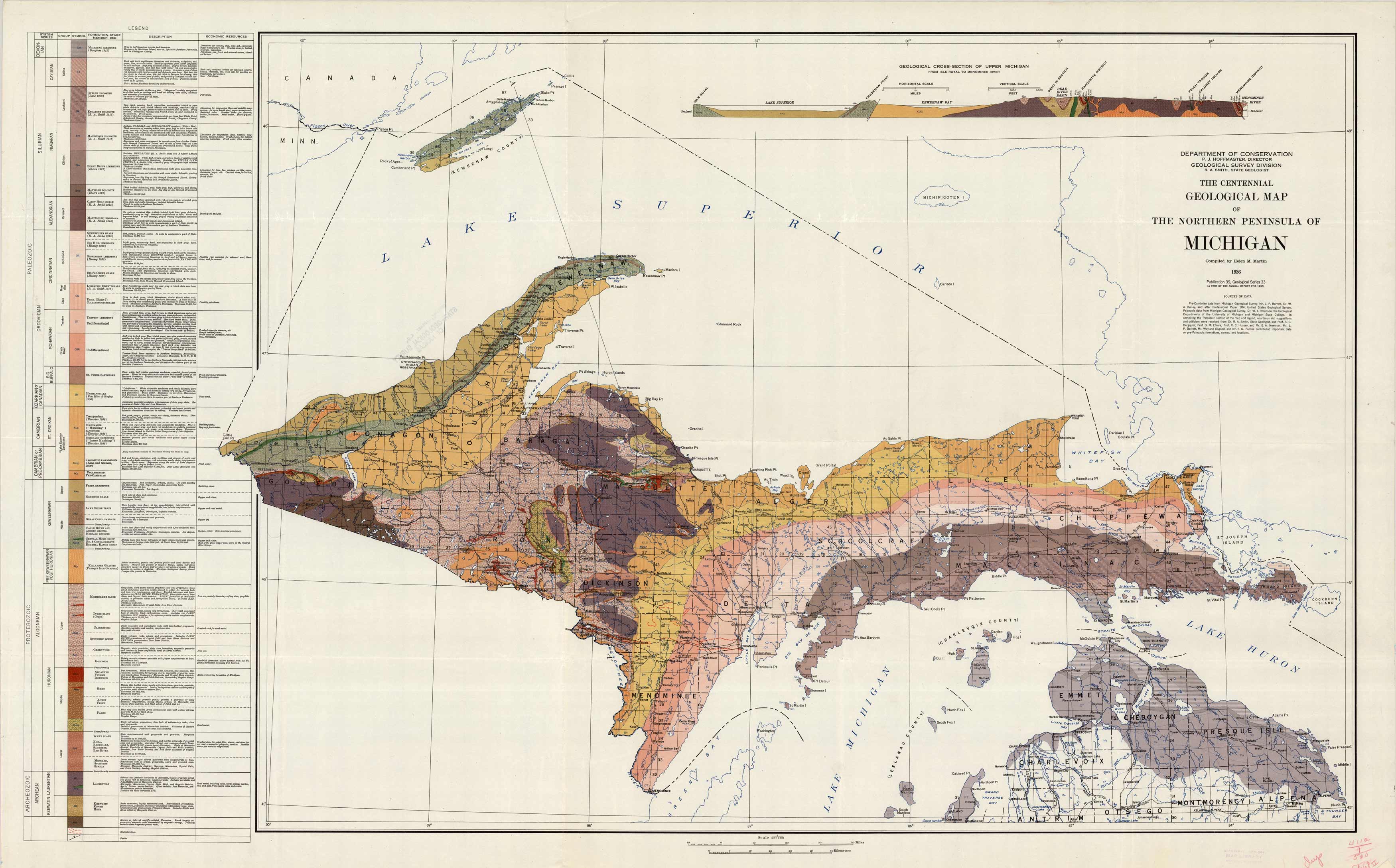 The Centennial Geological Map of the Northern Peninsula of Michigan