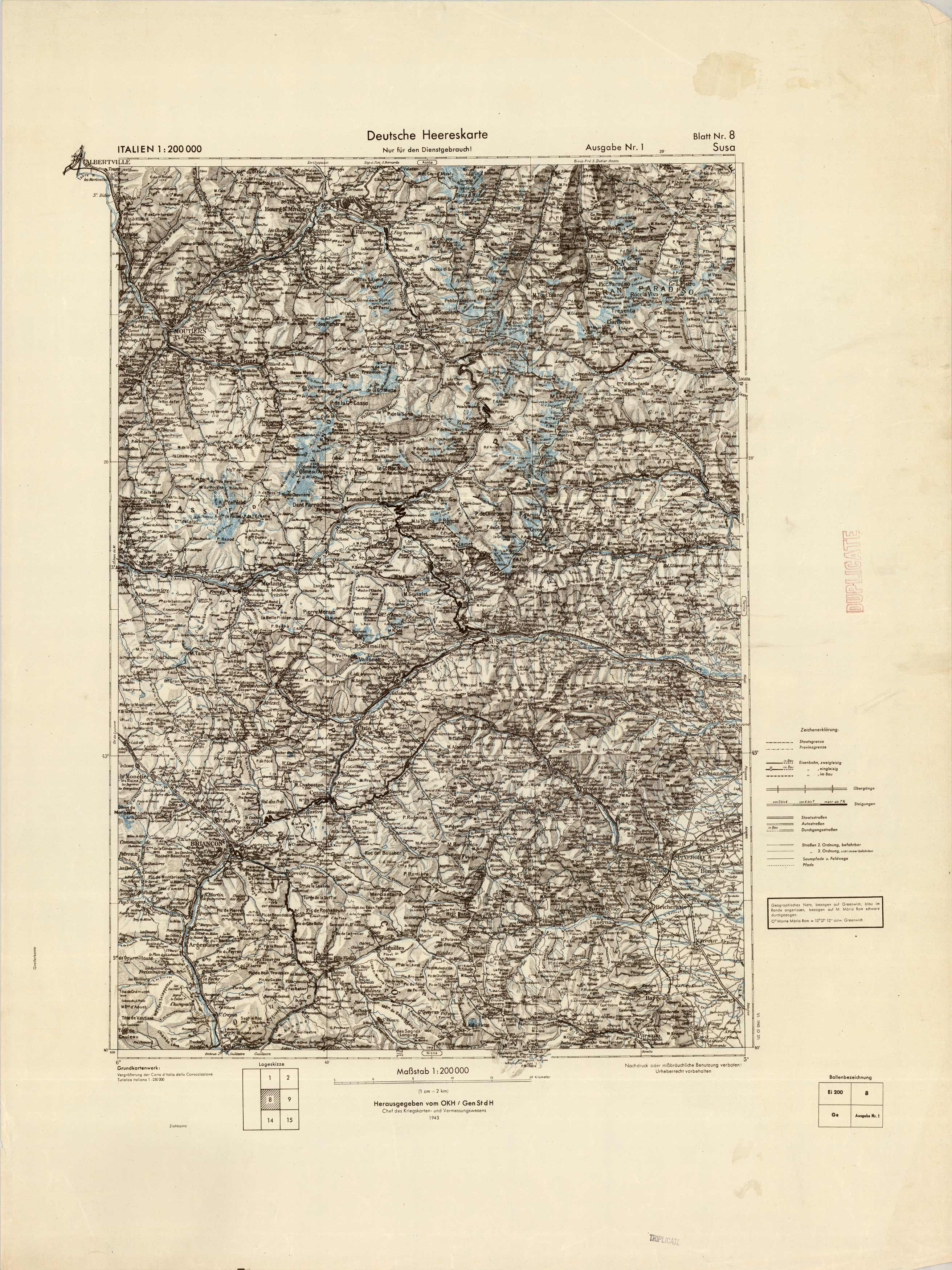 Deutsche Heereskarte (German Army Map) - Susa Deutsche Heereskarte (German Army Map) - Susa