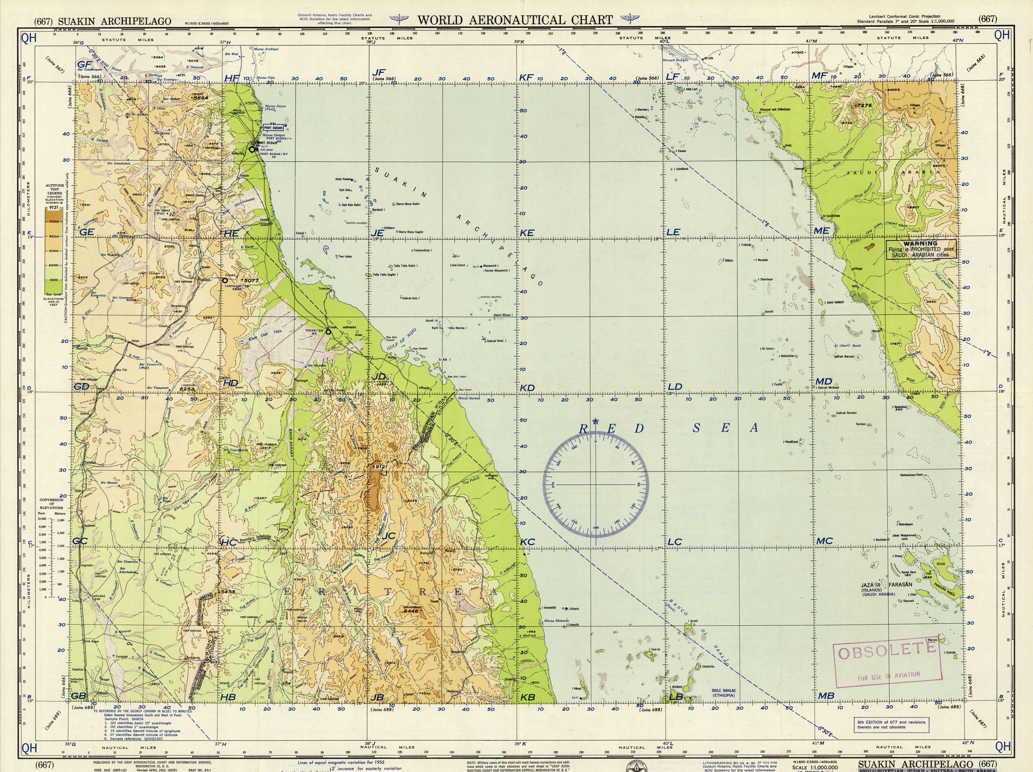 World Aeronautical Chart - Suakin Archipelago (Sudan, Eritrea, Suadi ...