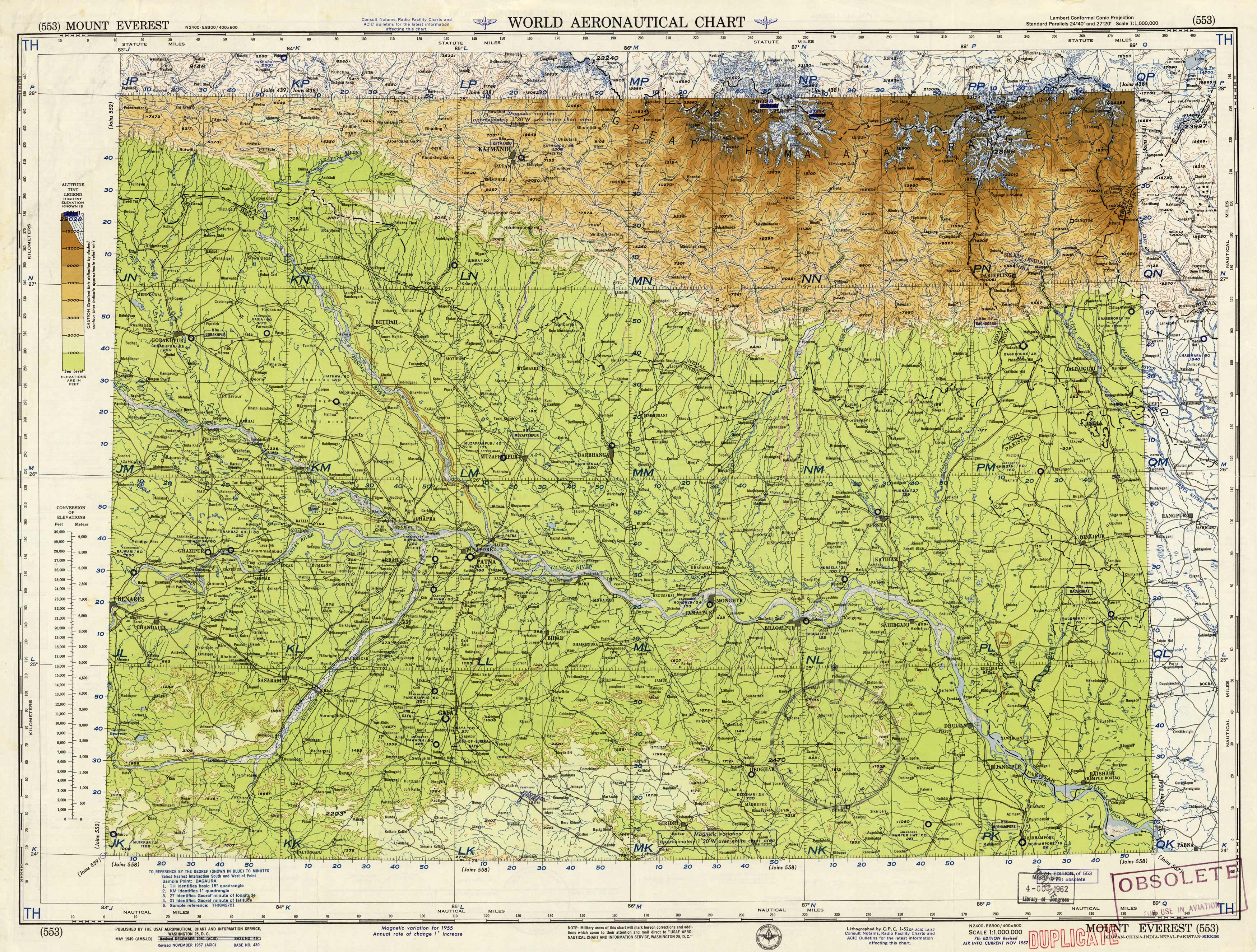 World Aeronautical Chart - Mount Everest (Bhutan