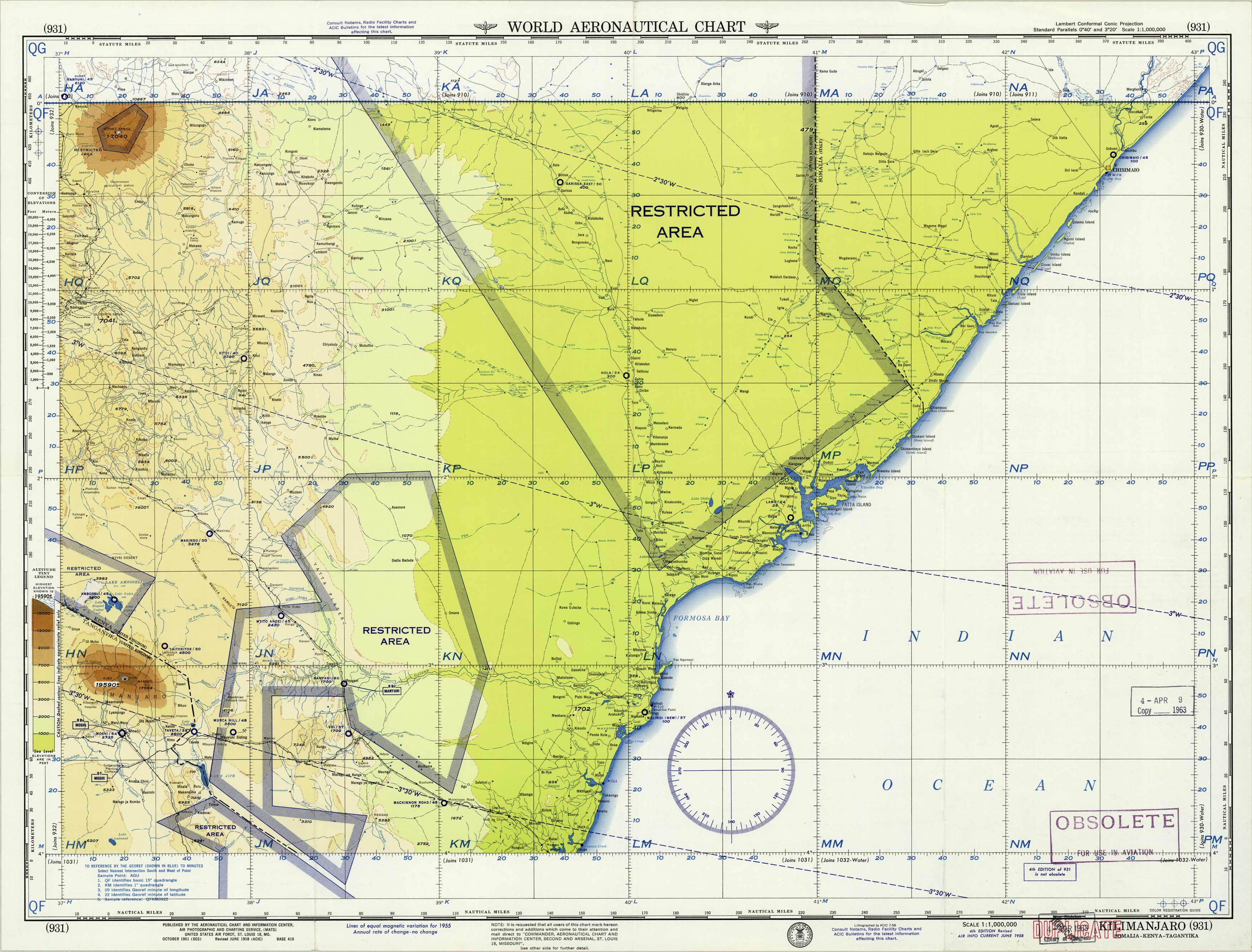 World Aeronautical Chart - Kilimanjaro (Somalia