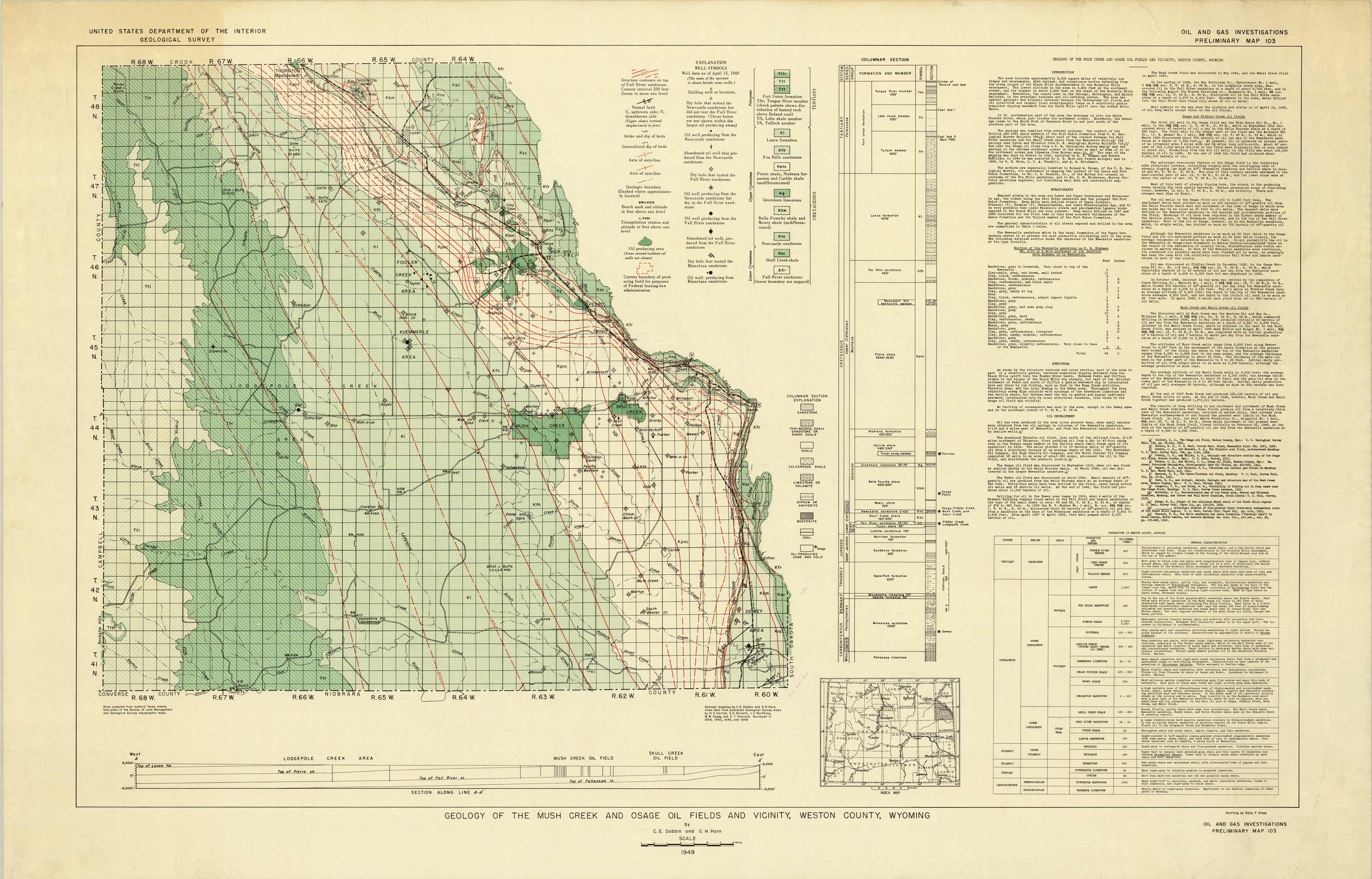 Geology of the Mush Creek  and Osage Fields and Vicinity