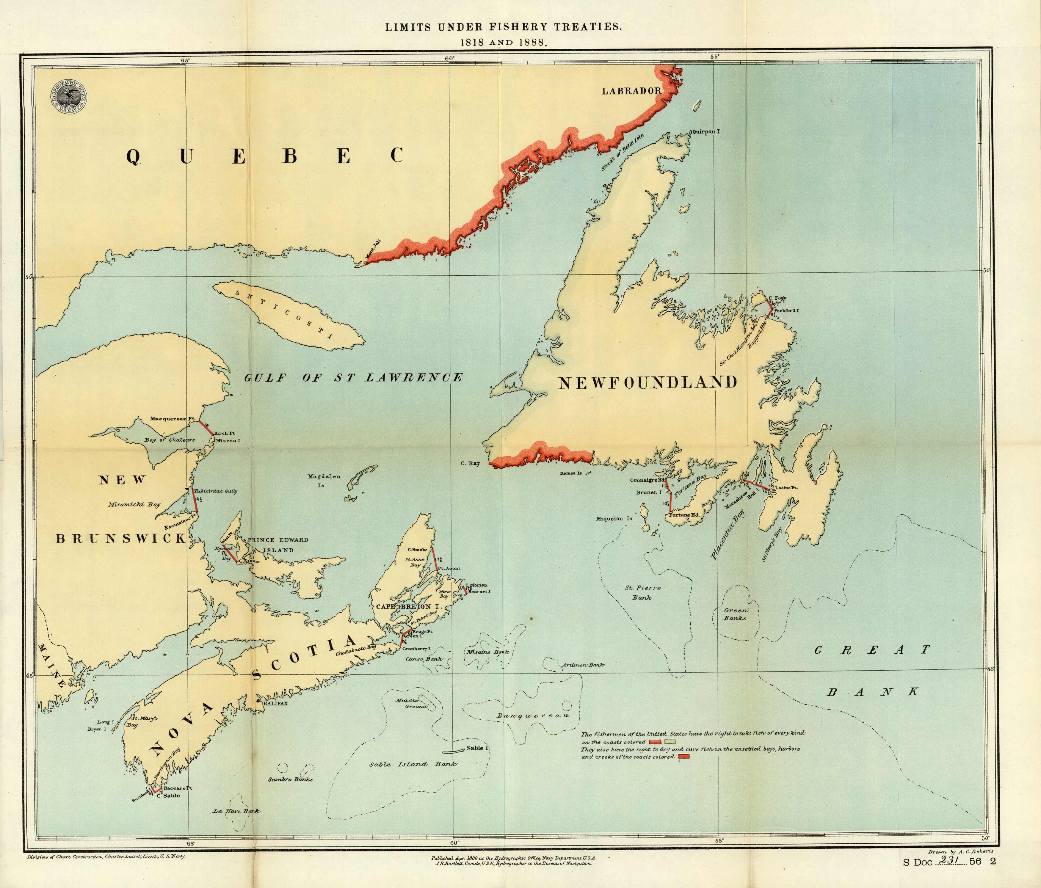 Limits Under Fishery Treaties - 1818 and 1888 Limits Under Fishery Treaties - 1818 and 1888