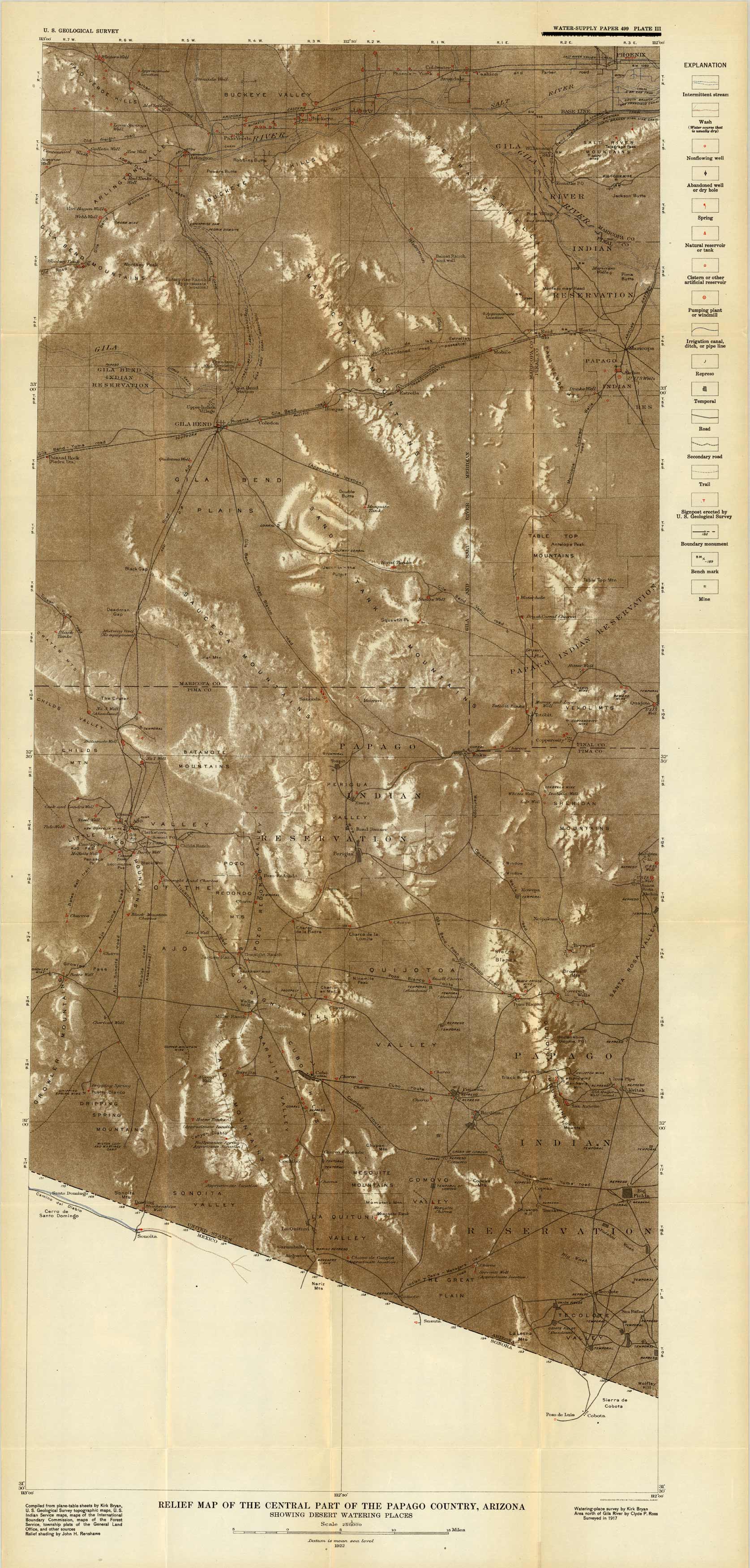 Relief Map of the Central Part of the Papago County