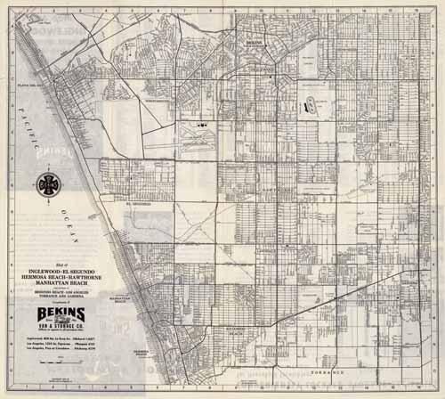 Map of Inglewood- El Segundo- Hermosa Beach- Hawthorne- Manhattan Beach and portions of Redondo Beach- Los Angeles- Torrence and Gardena