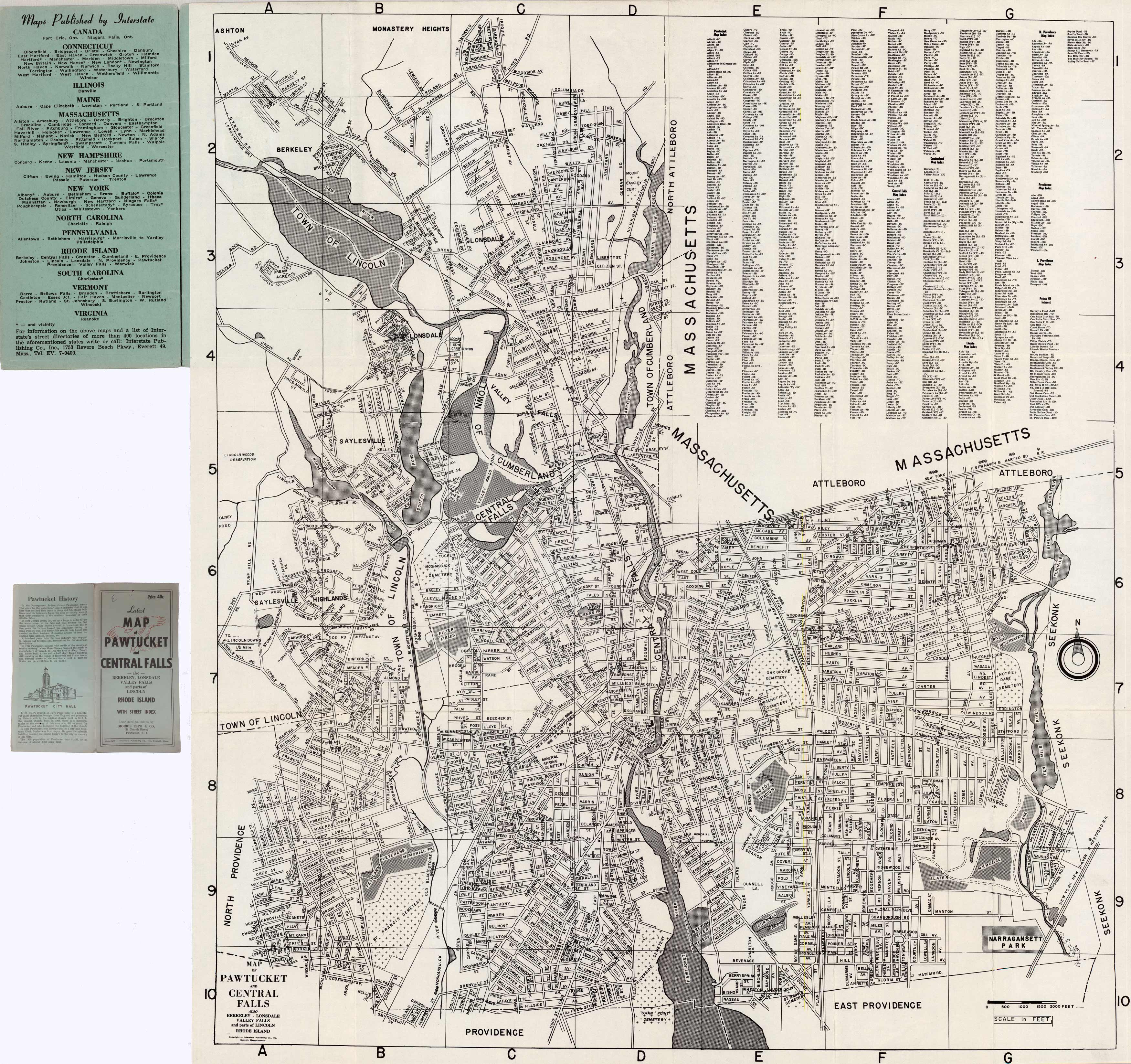 Latest Map of Pawtucket and Central Falls - also - Berkeley