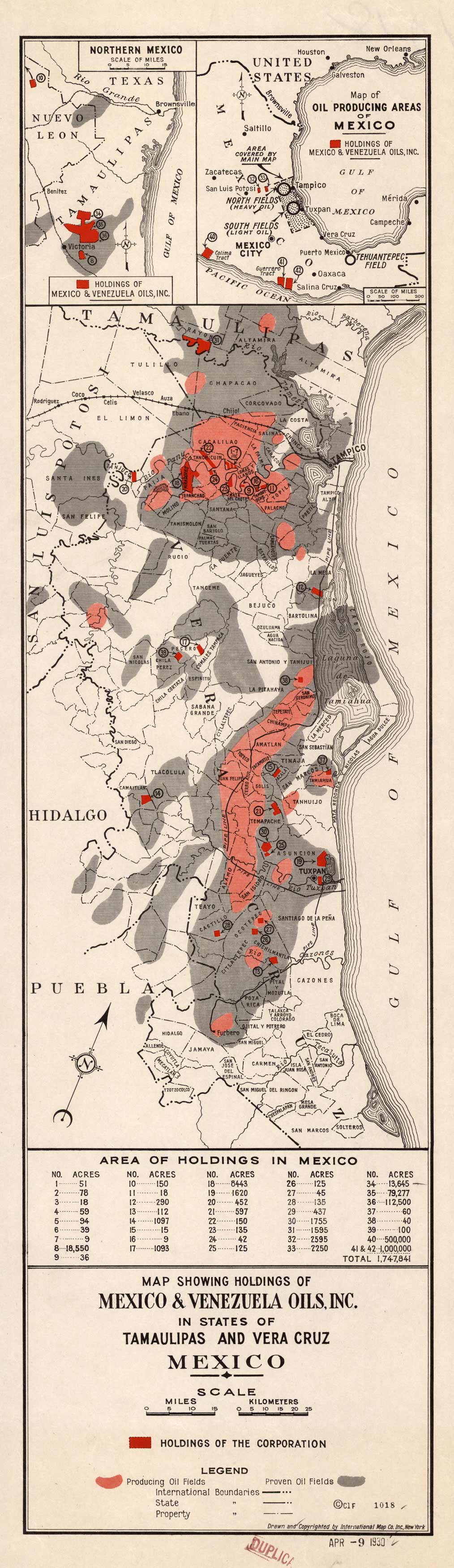 Map Showing Holdings of Mexico & Venezuela Oils