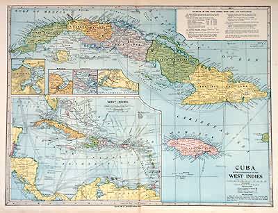 Cuba with general map of the West Indies Cuba with general map of the West Indies