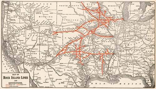 Map of Rock Island Lines and Connections - Art Source International