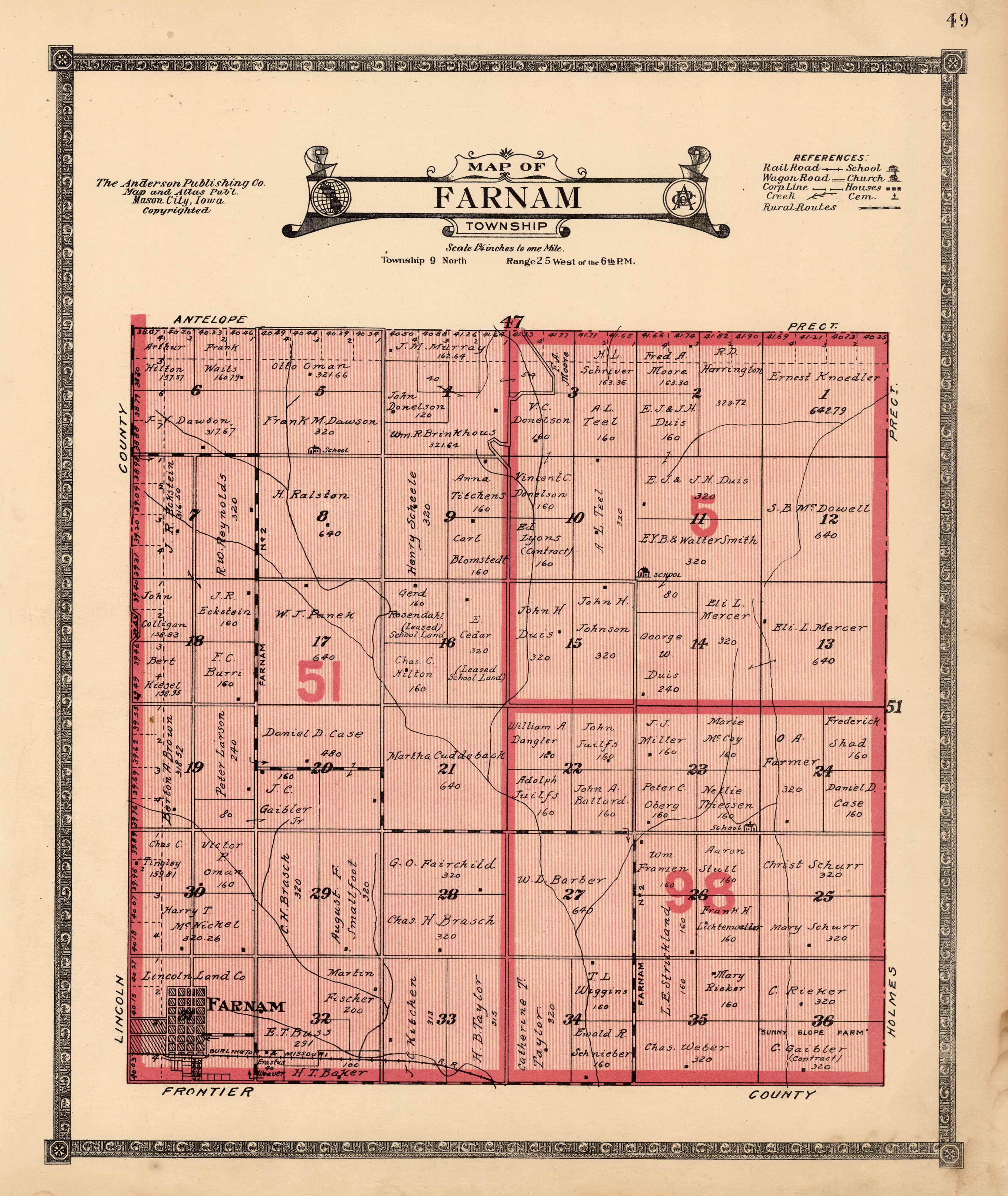 Map of Farnam Township Art Source International
