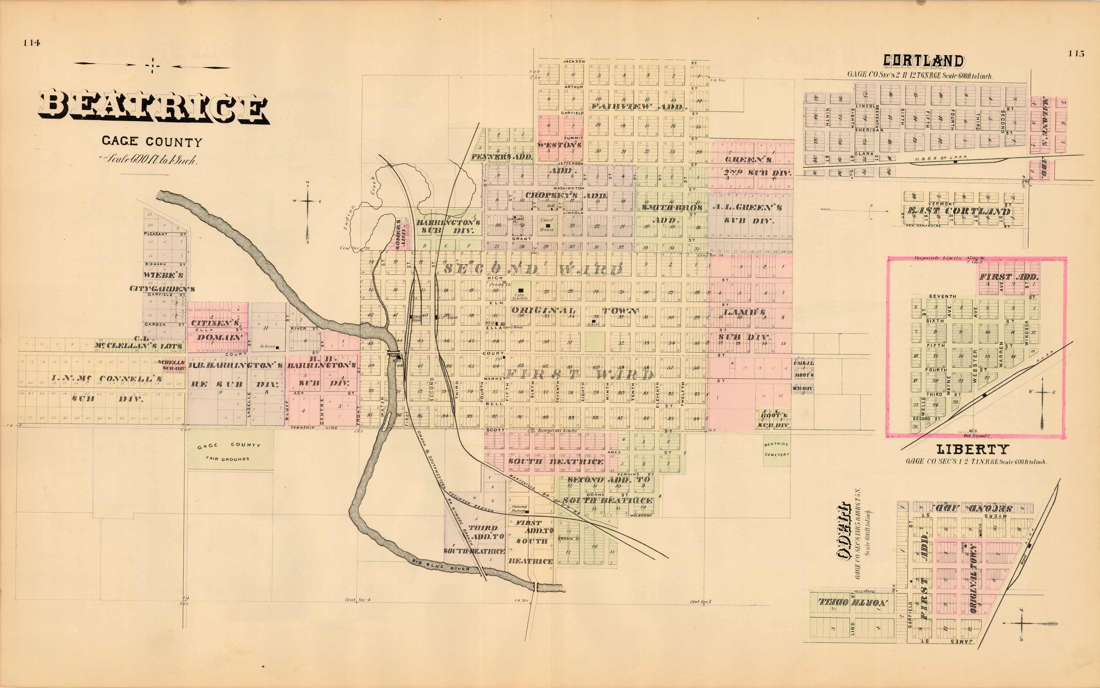 Beatrice Cortland Liberty and Odell Gage County Nebraska