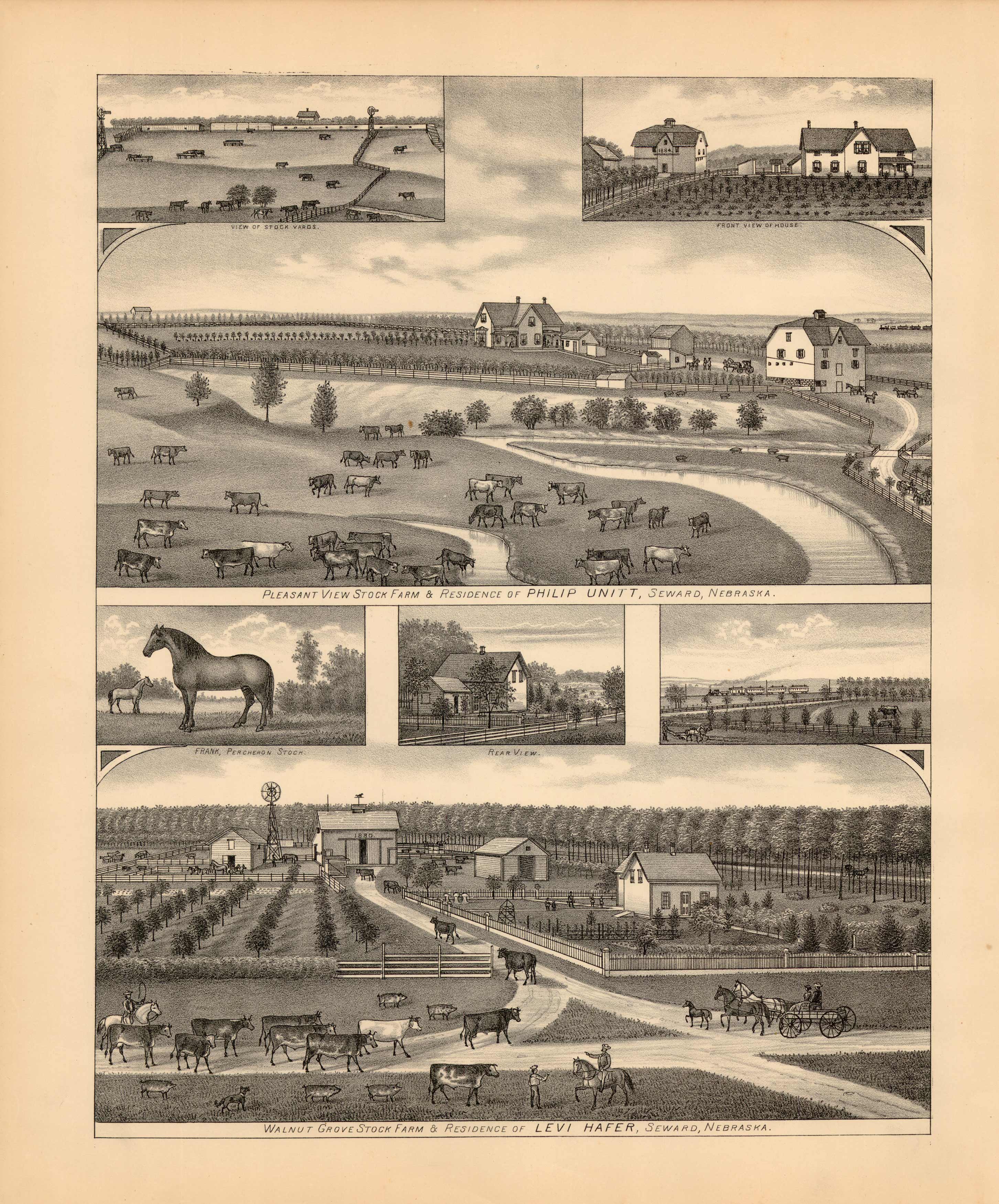 Pleasant View Stock Farm & Residence of Philip Unitt ; Walnut Grove Stock Farm & Residence of Levi Hafer Pleasant View Stock Farm & Residence of Philip Unitt ; Walnut Grove Stock Farm & Residence of Levi Hafer